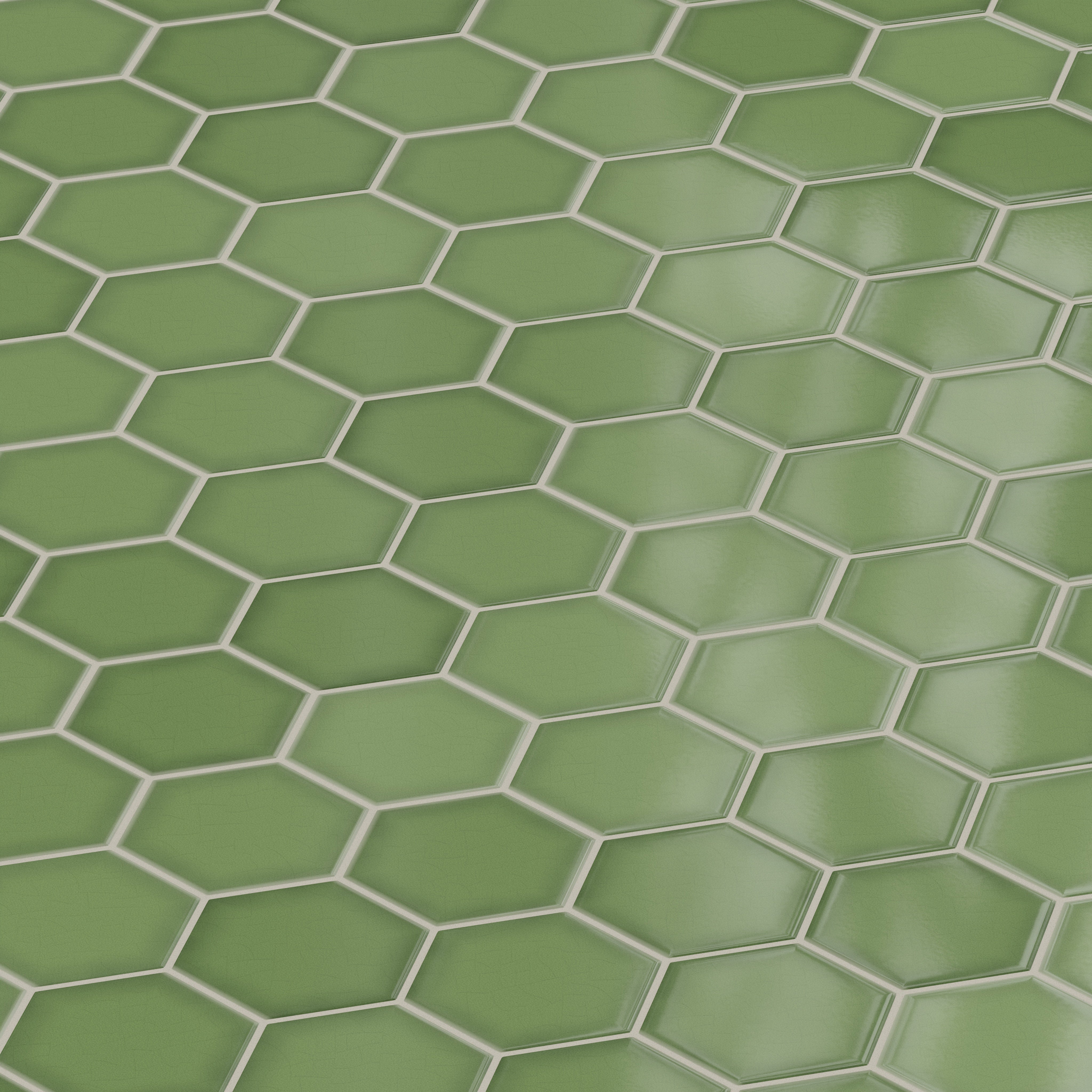 6" Hexagon Original Ceramic Tile in Kelp Gloss