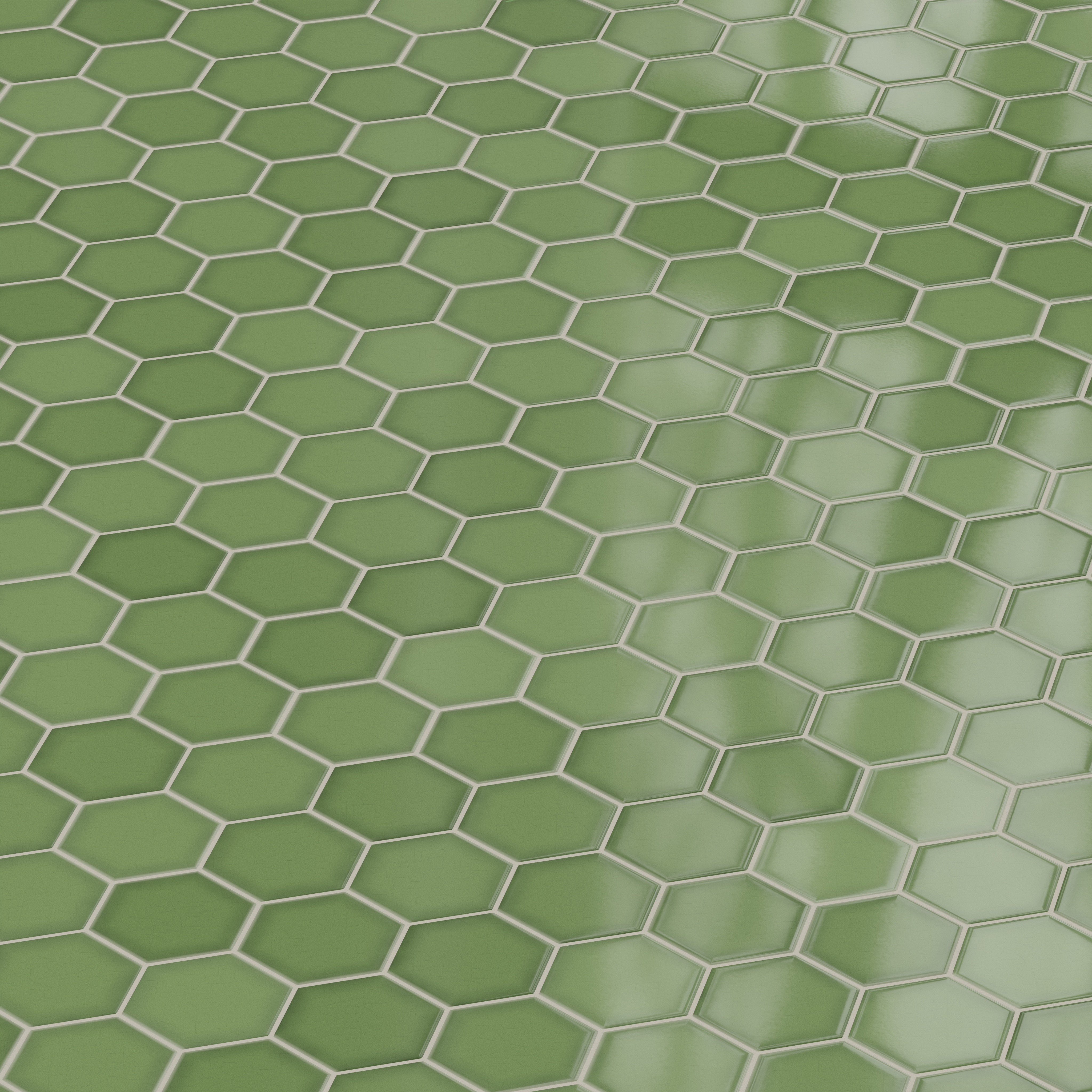 6" Hexagon Original Ceramic Tile in Kelp Gloss