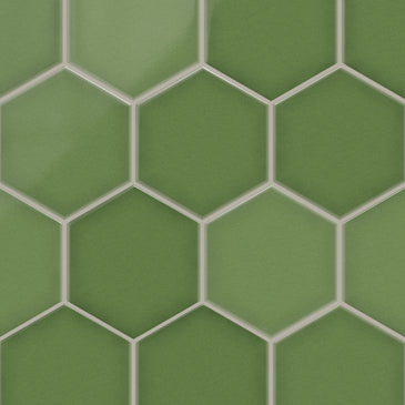 8" Hexagon Original Ceramic Tile in Kelp Gloss
