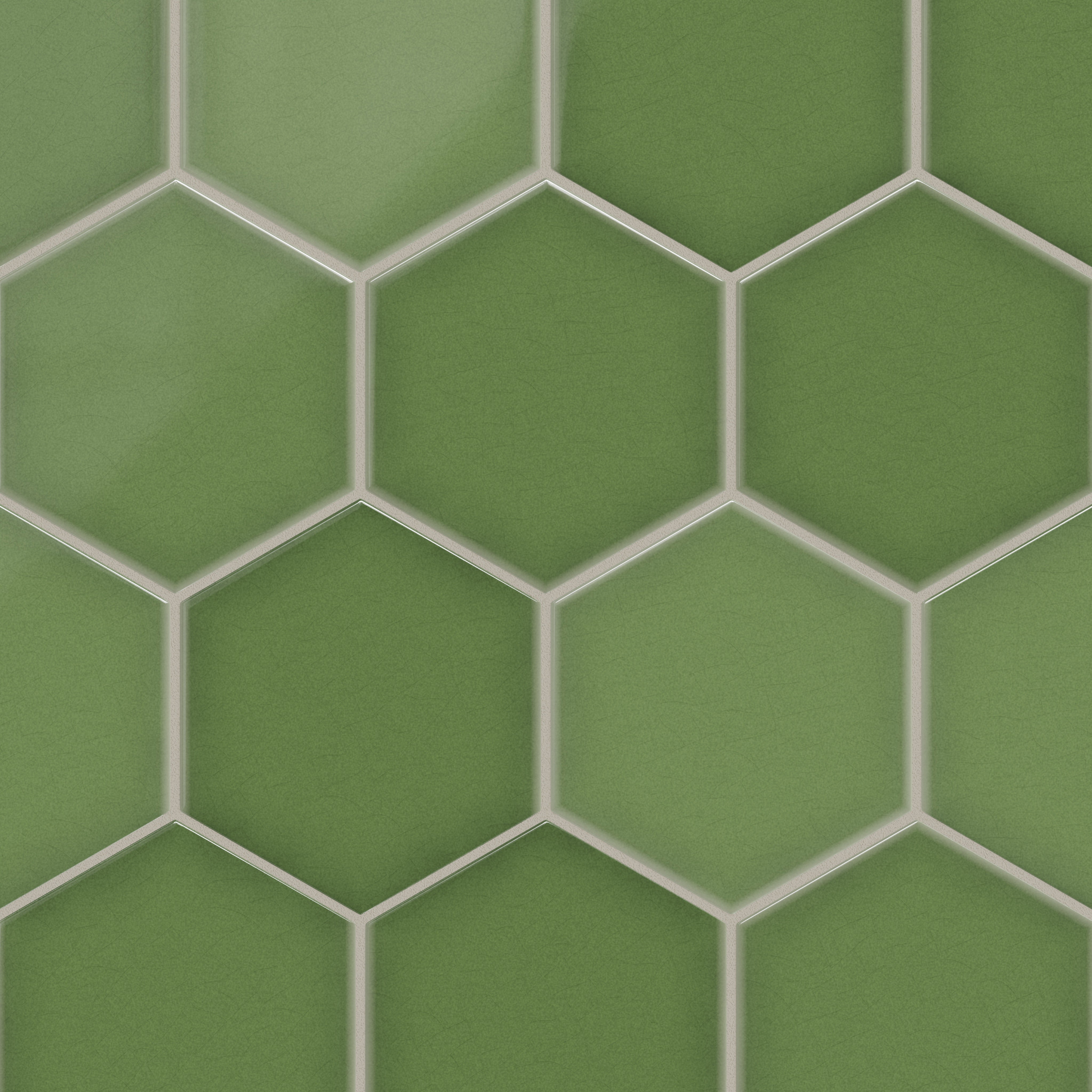 8" Hexagon Original Ceramic Tile in Kelp Gloss