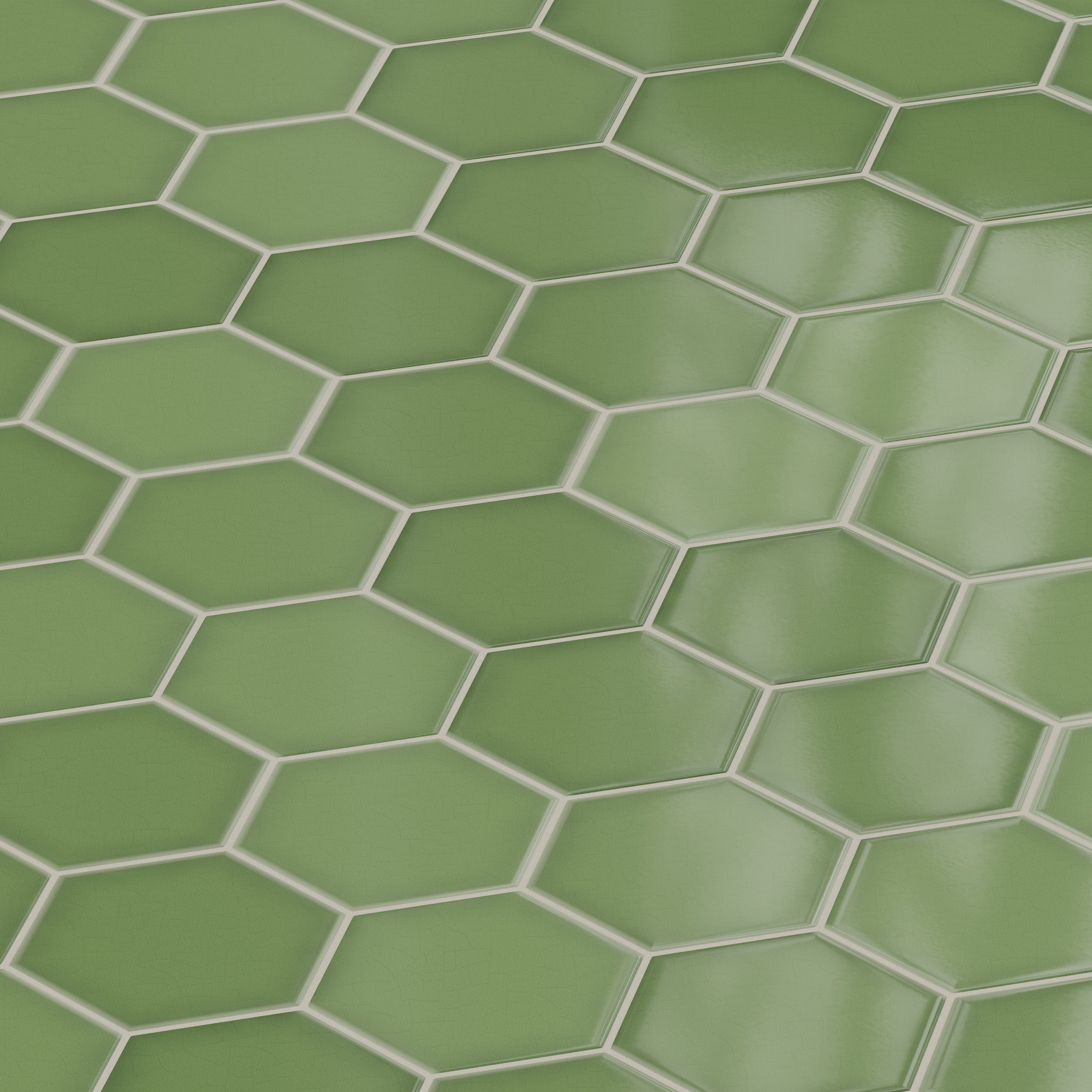 8" Hexagon Original Ceramic Tile in Kelp Gloss