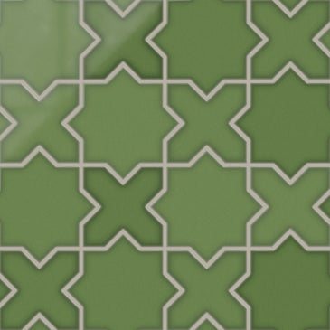 Star & Cross Original Ceramic Tile in Kelp Gloss
