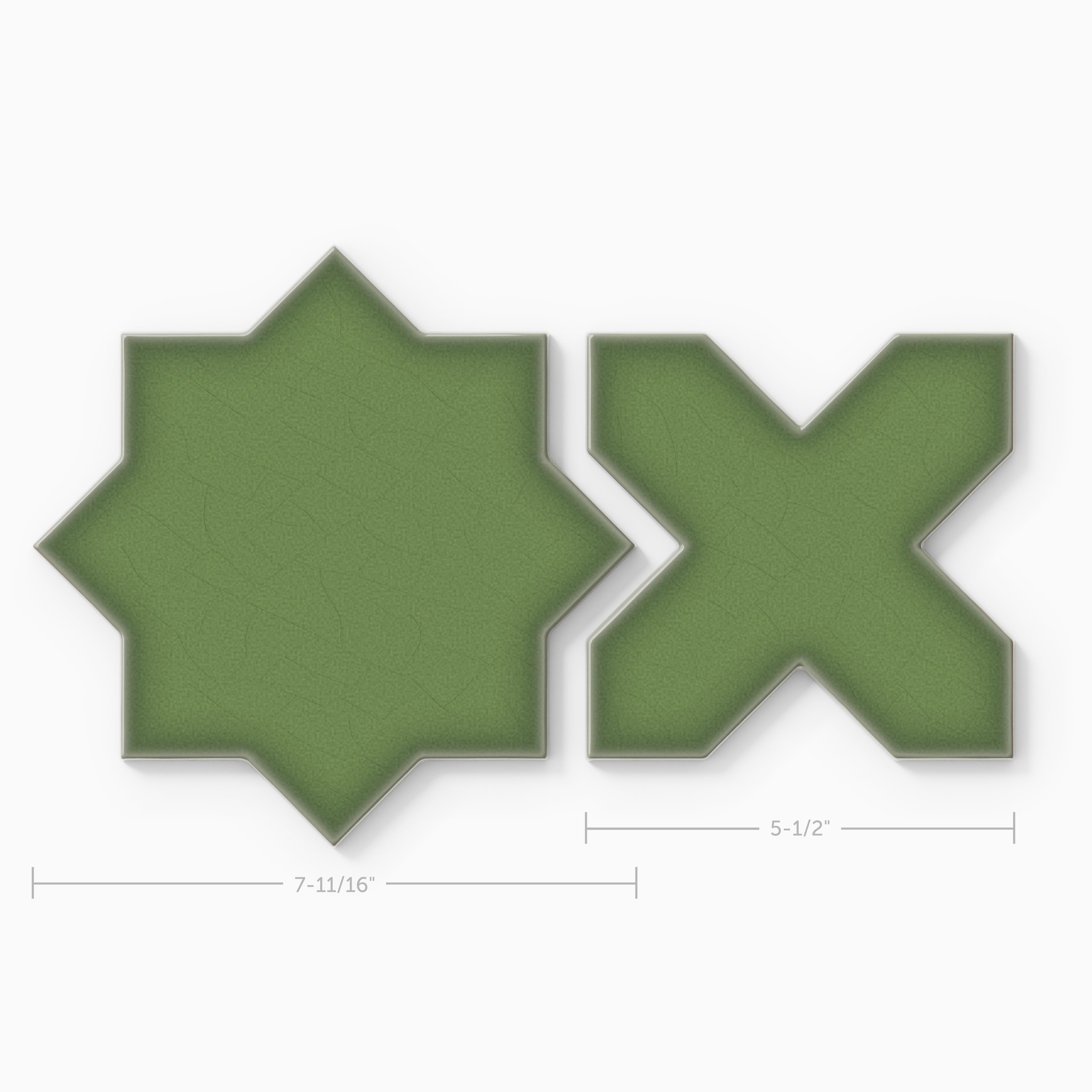 Star & Cross Original Ceramic Tile in Kelp Gloss
