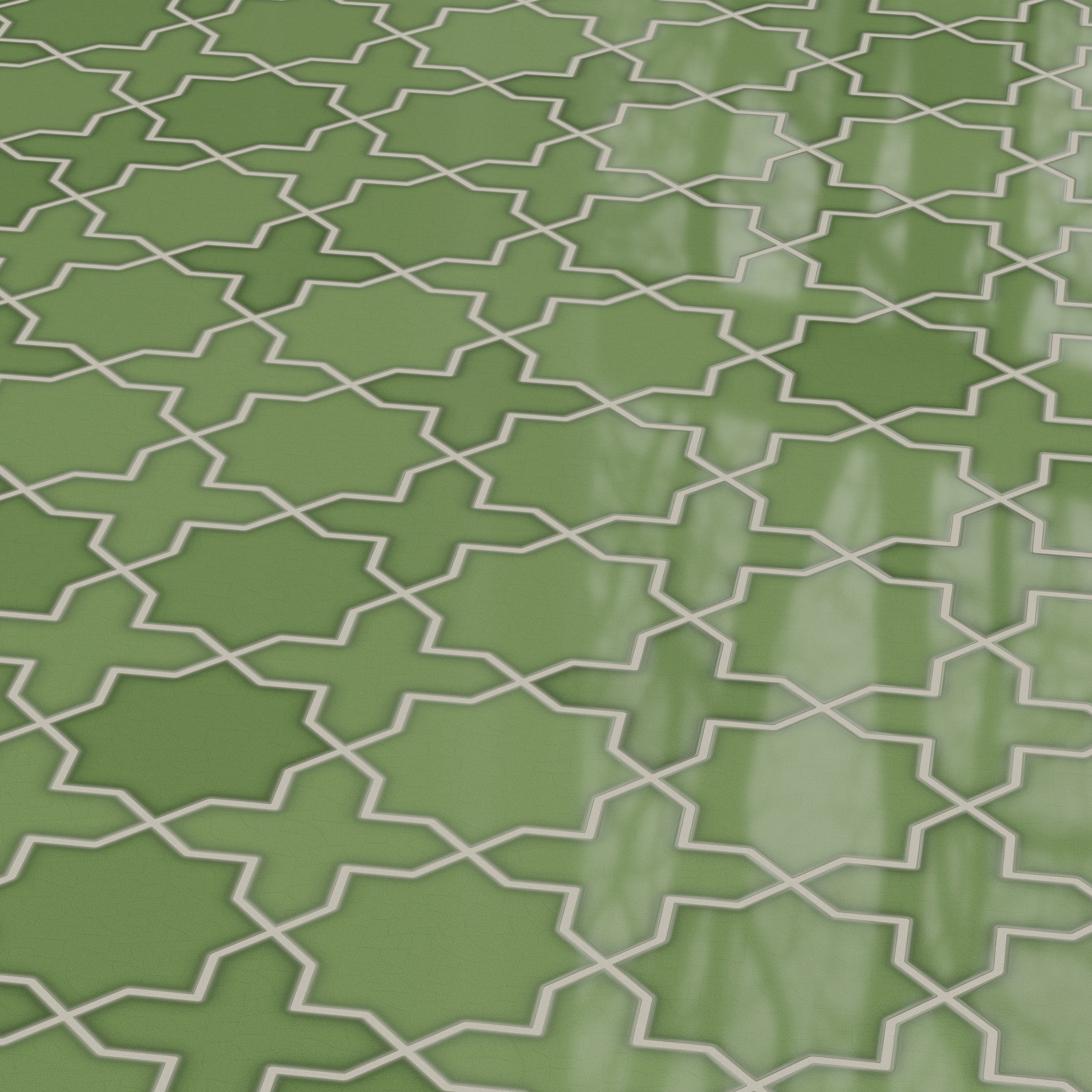 Star & Cross Original Ceramic Tile in Kelp Gloss
