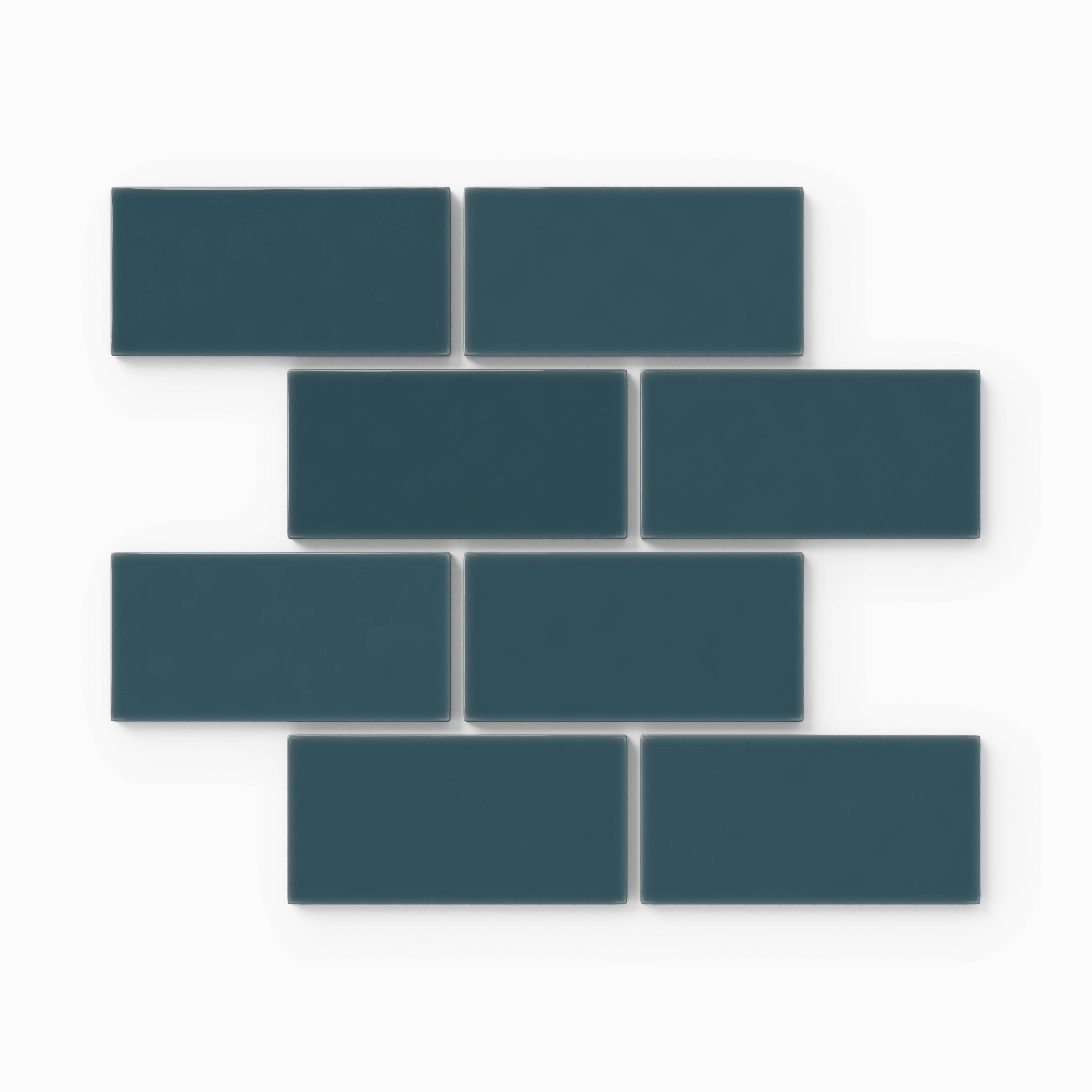 2x4 Half Offset Sheeted Natural Press Ceramic Mosaic Tile in King Tide Gloss