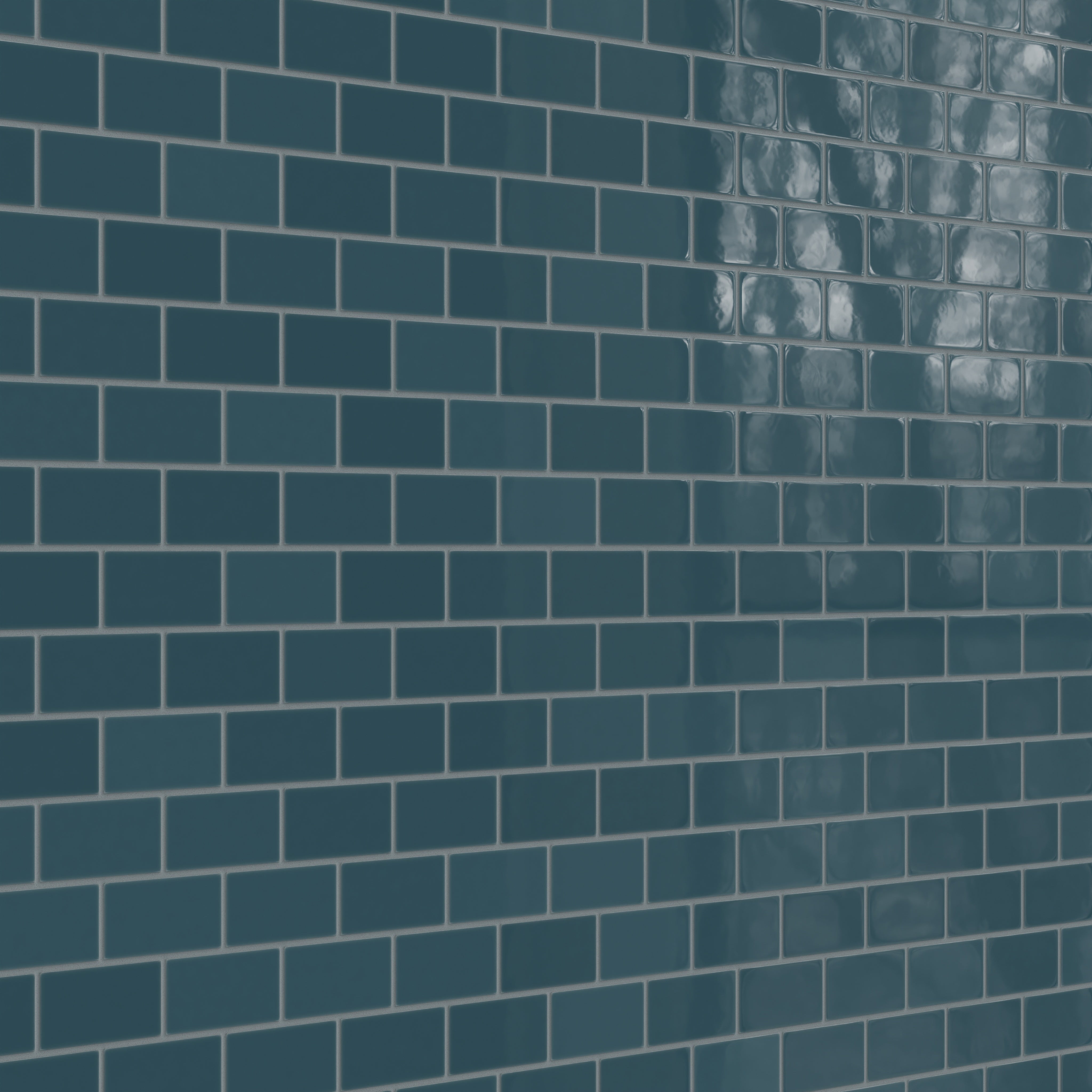 2x4 Half Offset Sheeted Natural Press Ceramic Mosaic Tile in King Tide Gloss