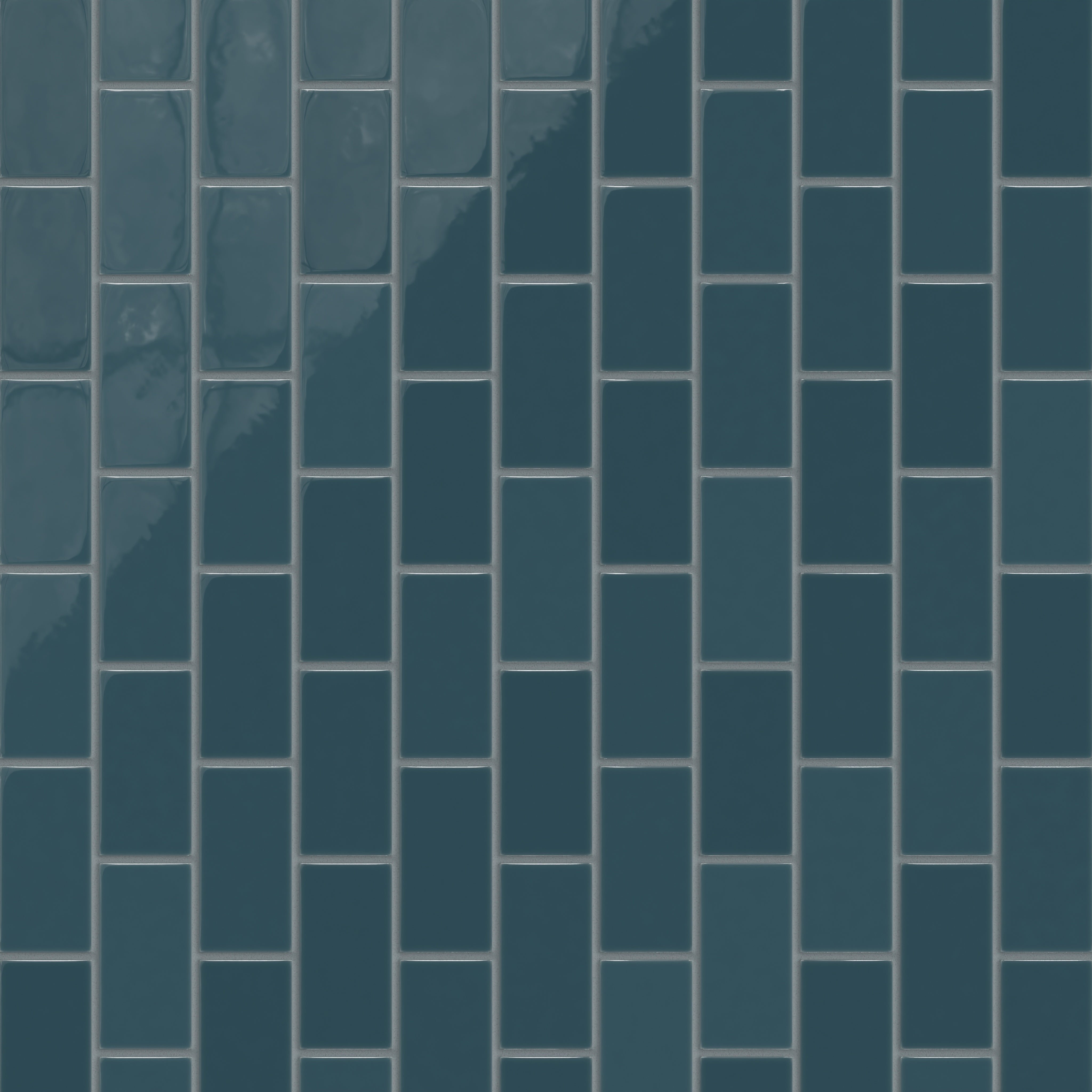 2x4 Half Offset Sheeted Natural Press Ceramic Mosaic Tile in King Tide Gloss