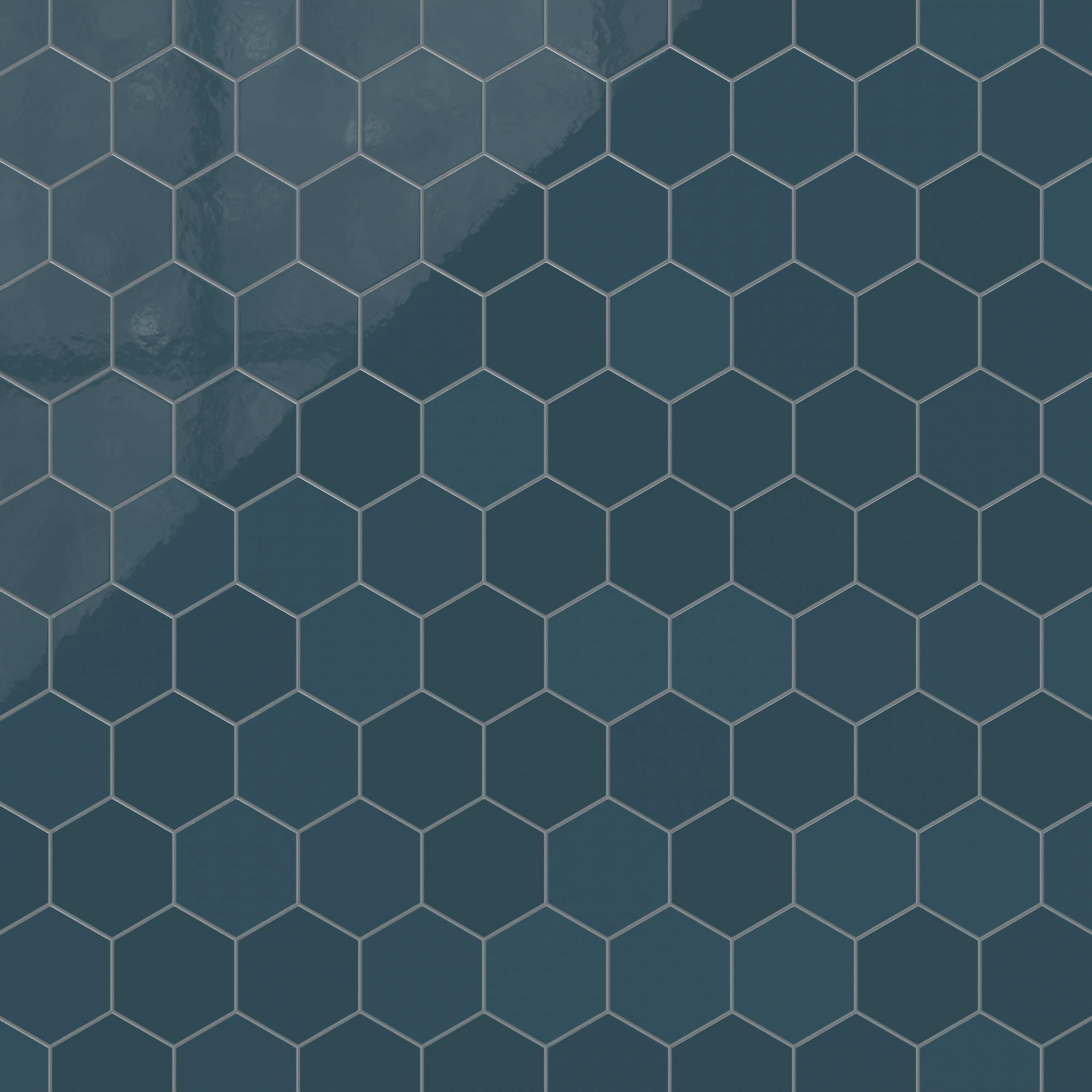 8" Hexagon Natural Press Ceramic Tile in King Tide Gloss