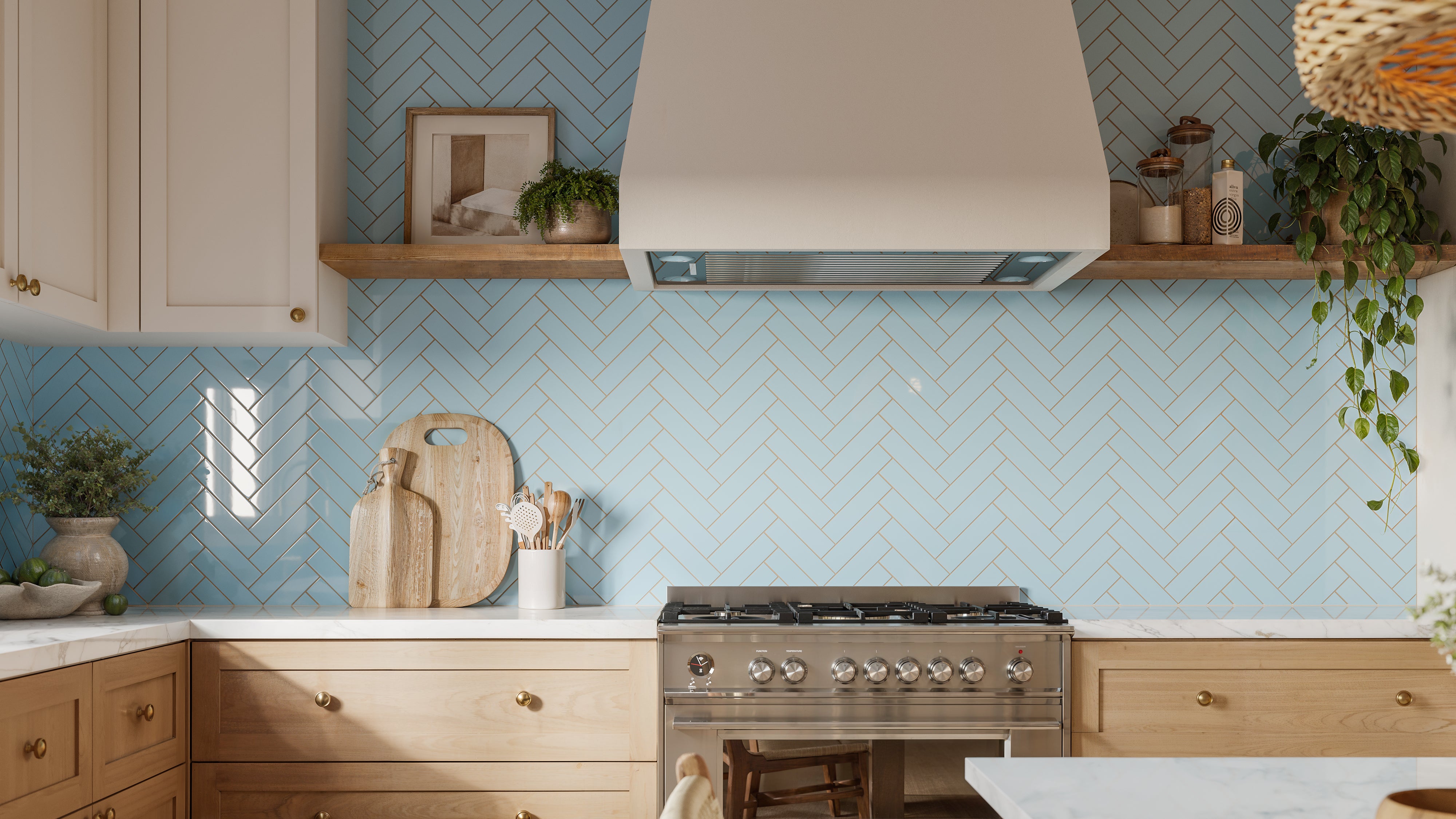 2x8 Natural Press Ceramic Tile in Egyptian Blue Gloss