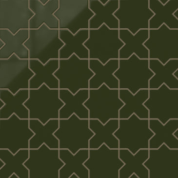 Mini Star & Cross Original Ceramic Tile in Lone Pine Gloss