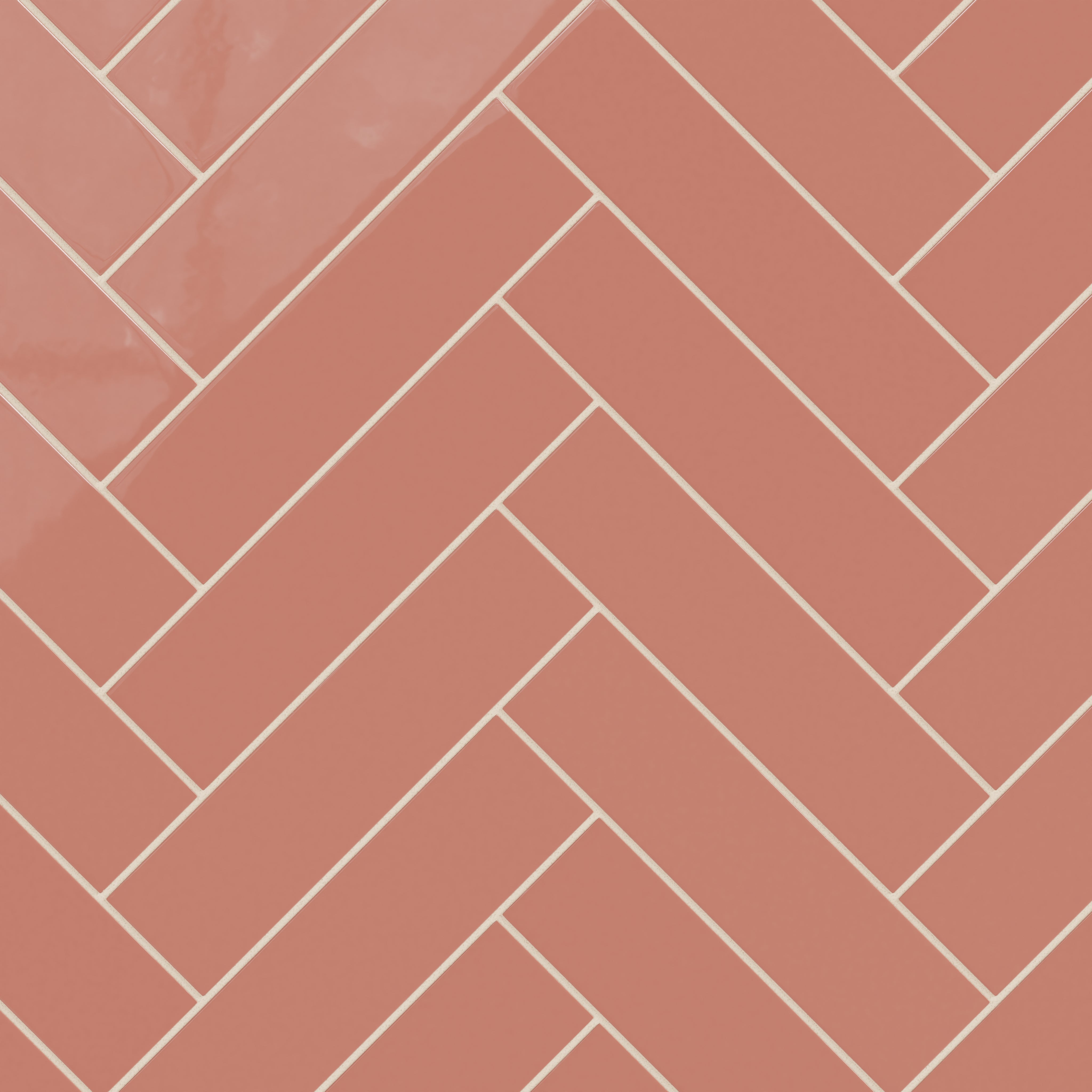 3x12 Natural Press Ceramic Tile in Madder Red Gloss