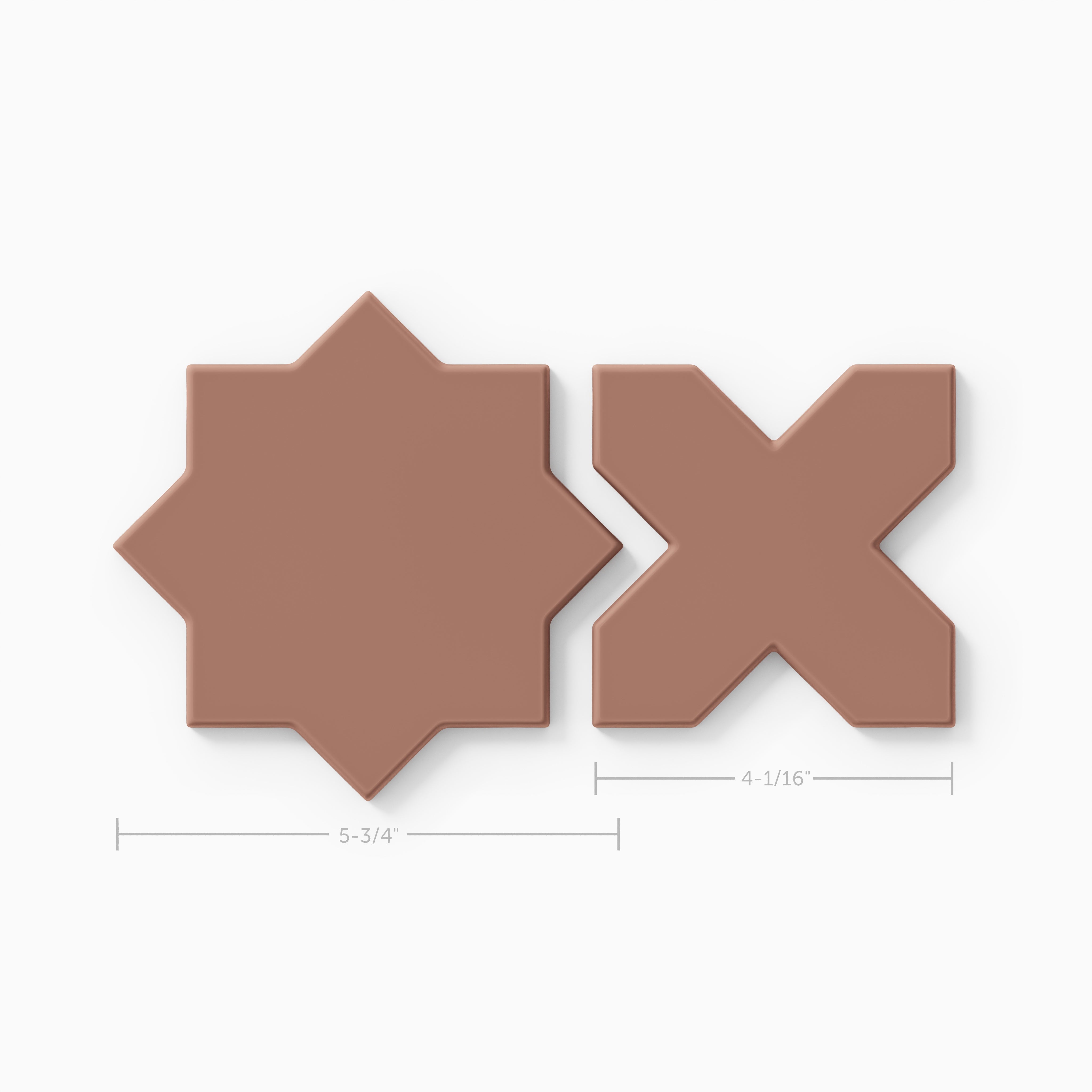 Mini Star & Cross Original Ceramic Tile in Mauve Matte