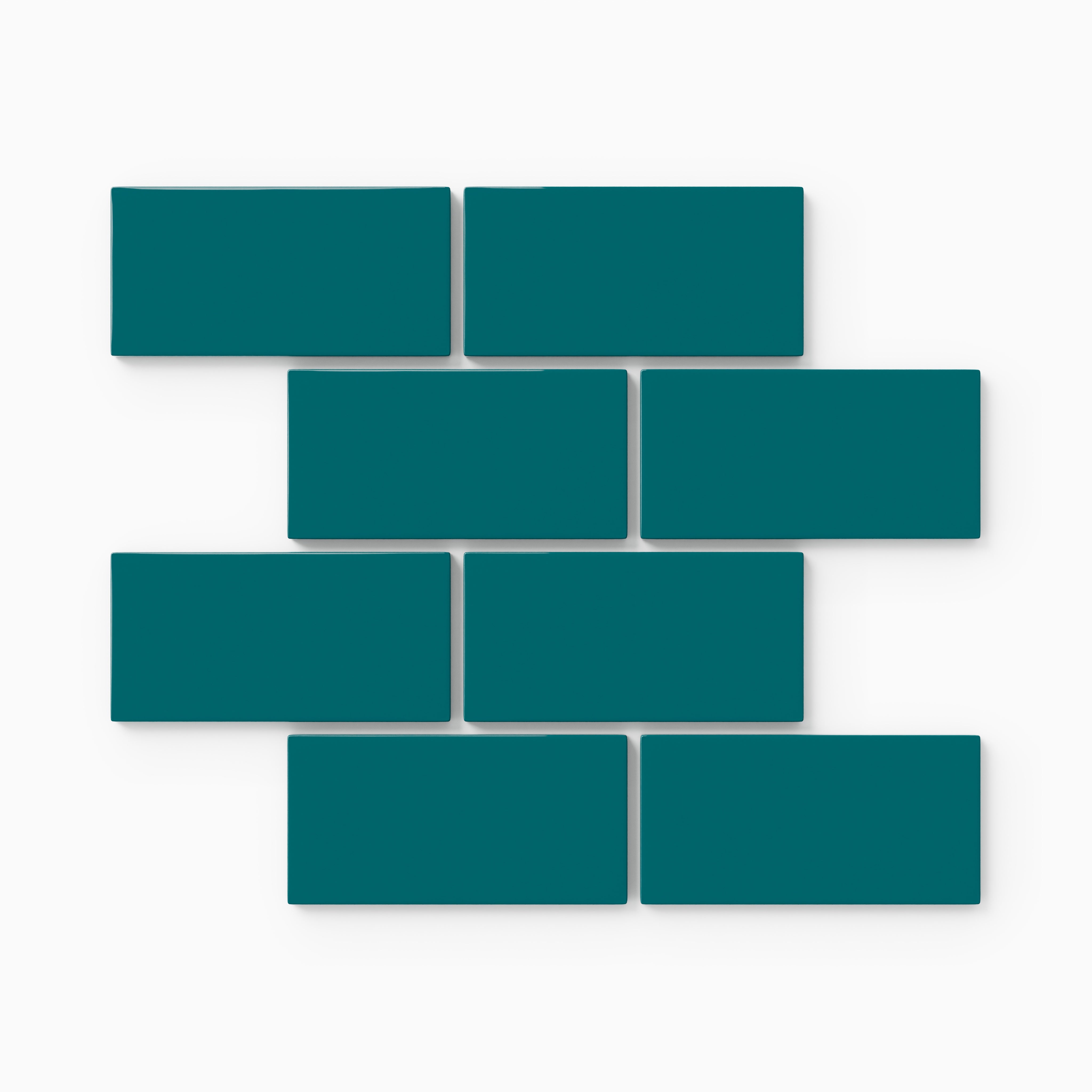 2x4 Half Offset Sheeted Natural Press Ceramic Mosaic Tile in Maya Blue Gloss
