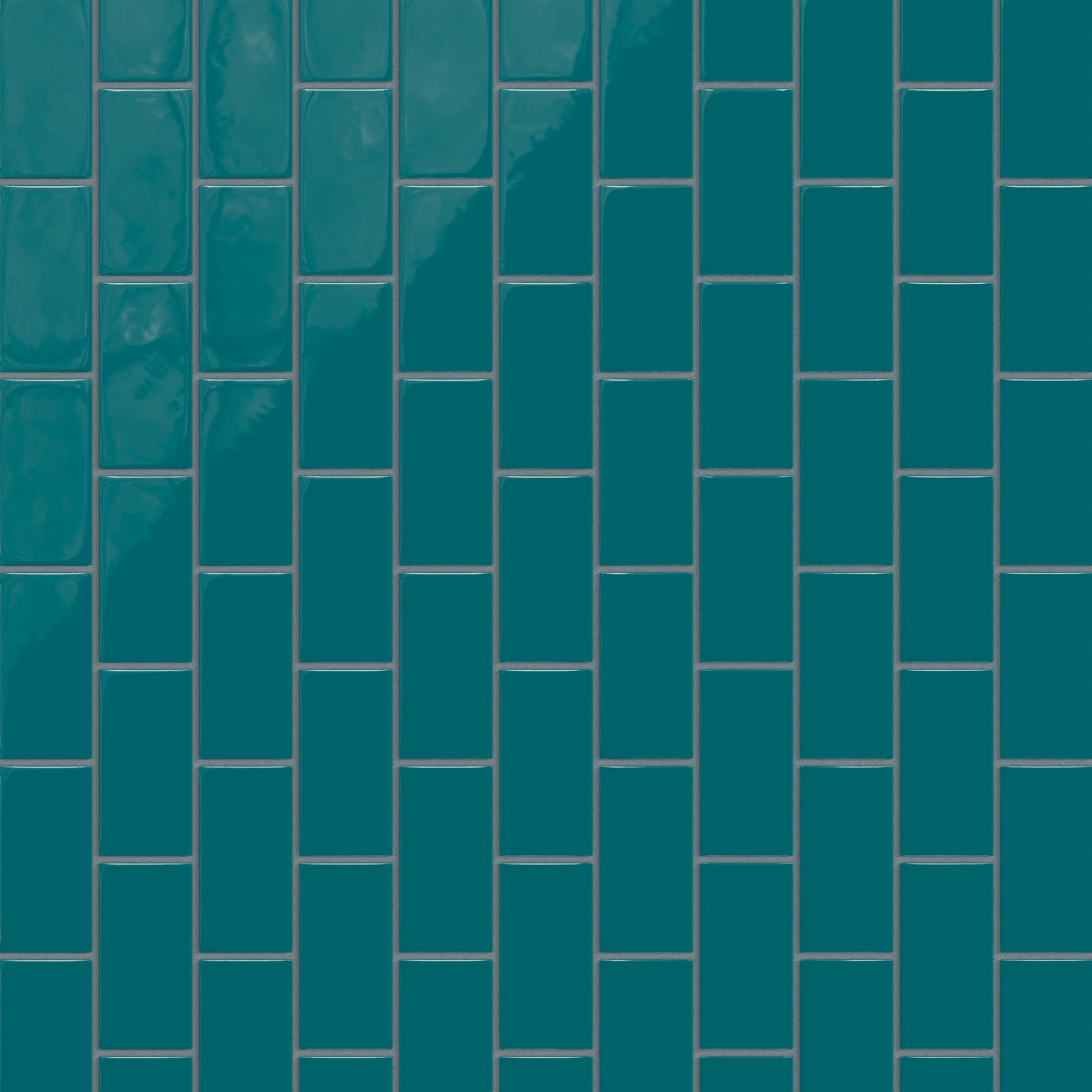 2x4 Half Offset Sheeted Natural Press Ceramic Mosaic Tile in Maya Blue Gloss