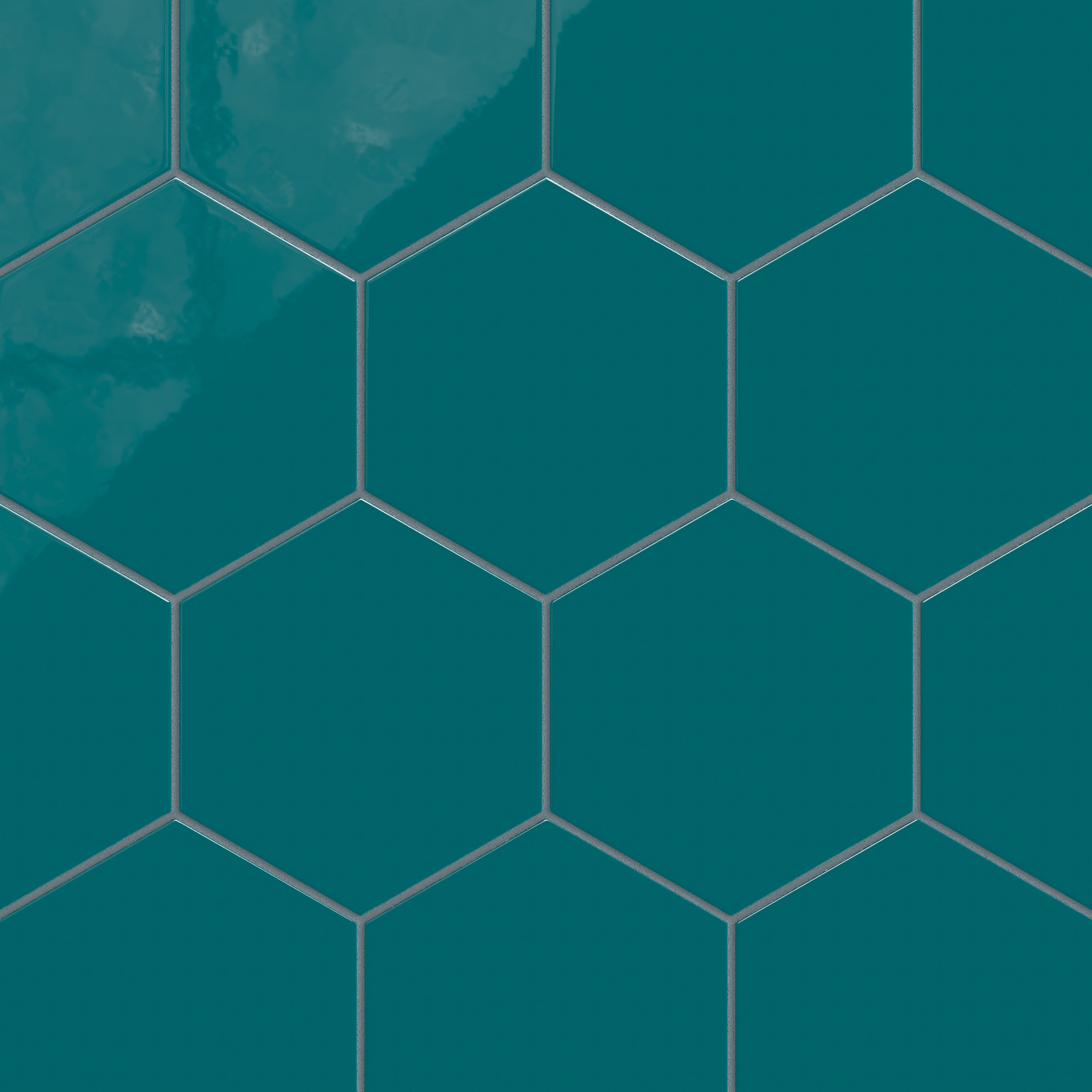 8" Hexagon Natural Press Ceramic Tile in Maya Blue Gloss