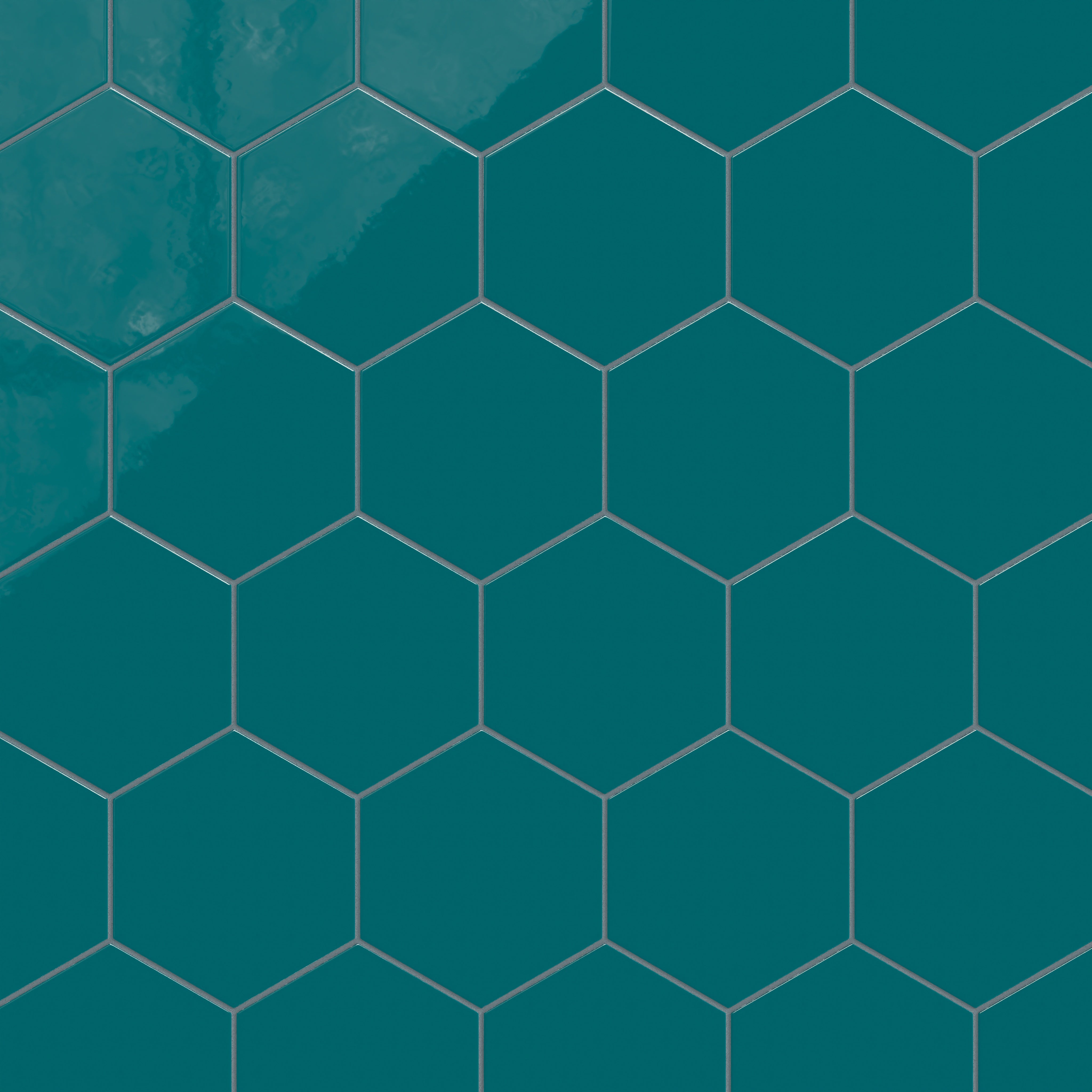 8" Hexagon Natural Press Ceramic Tile in Maya Blue Gloss