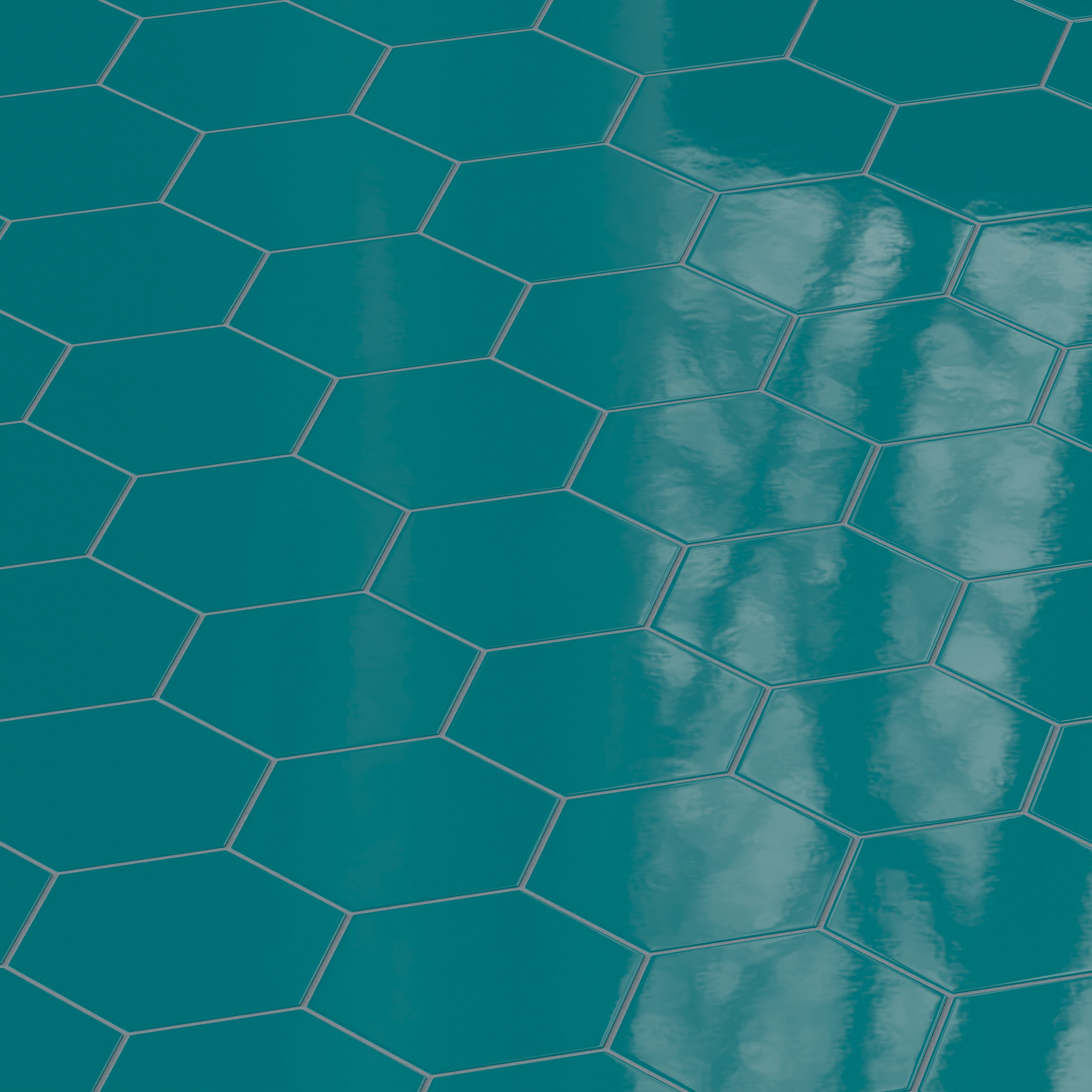 8" Hexagon Natural Press Ceramic Tile in Maya Blue Gloss