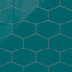 Elongated Hexagon Natural Press Ceramic Tile in Maya Blue Gloss