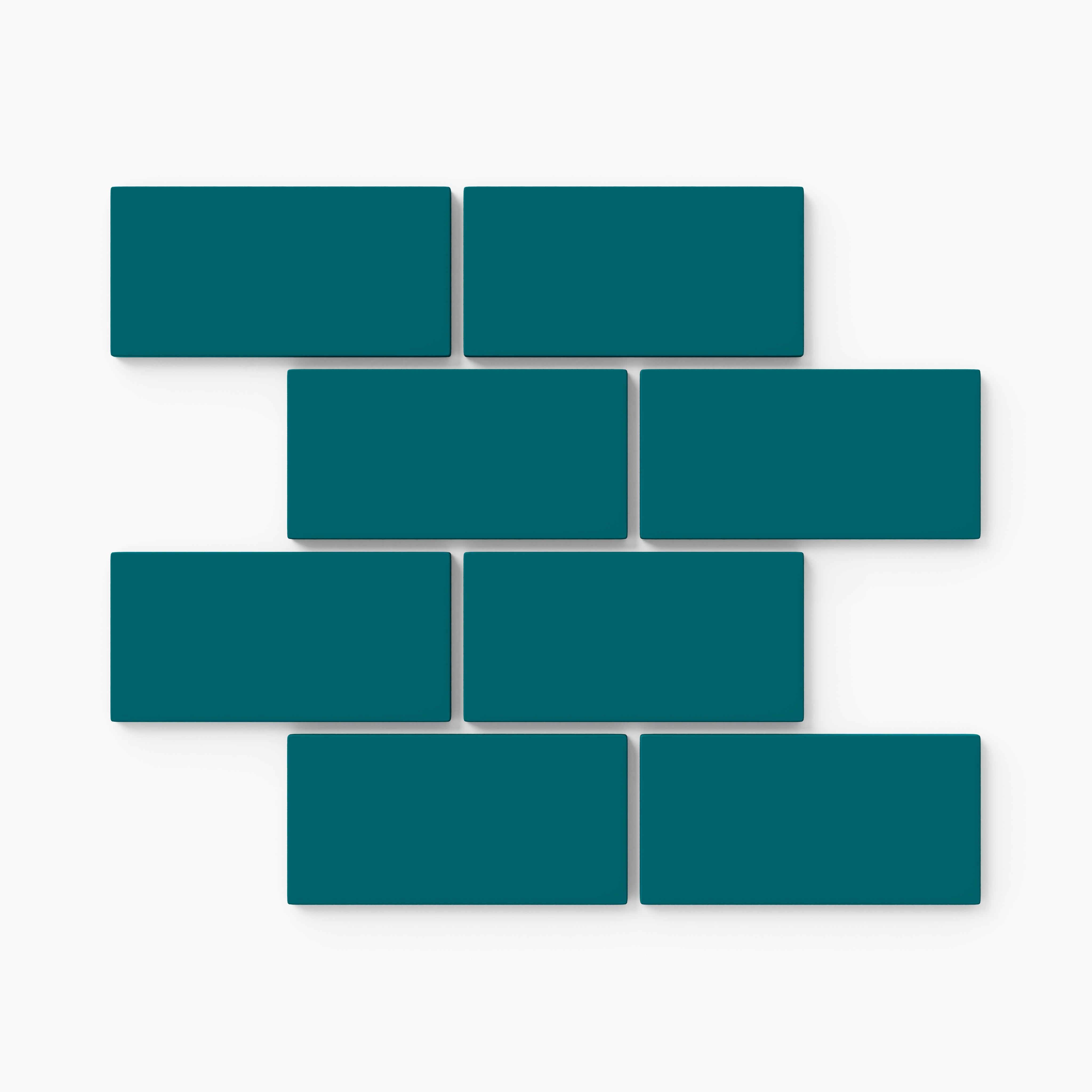 2x4 Half Offset Sheeted Natural Press Ceramic Mosaic Tile in Maya Blue Matte