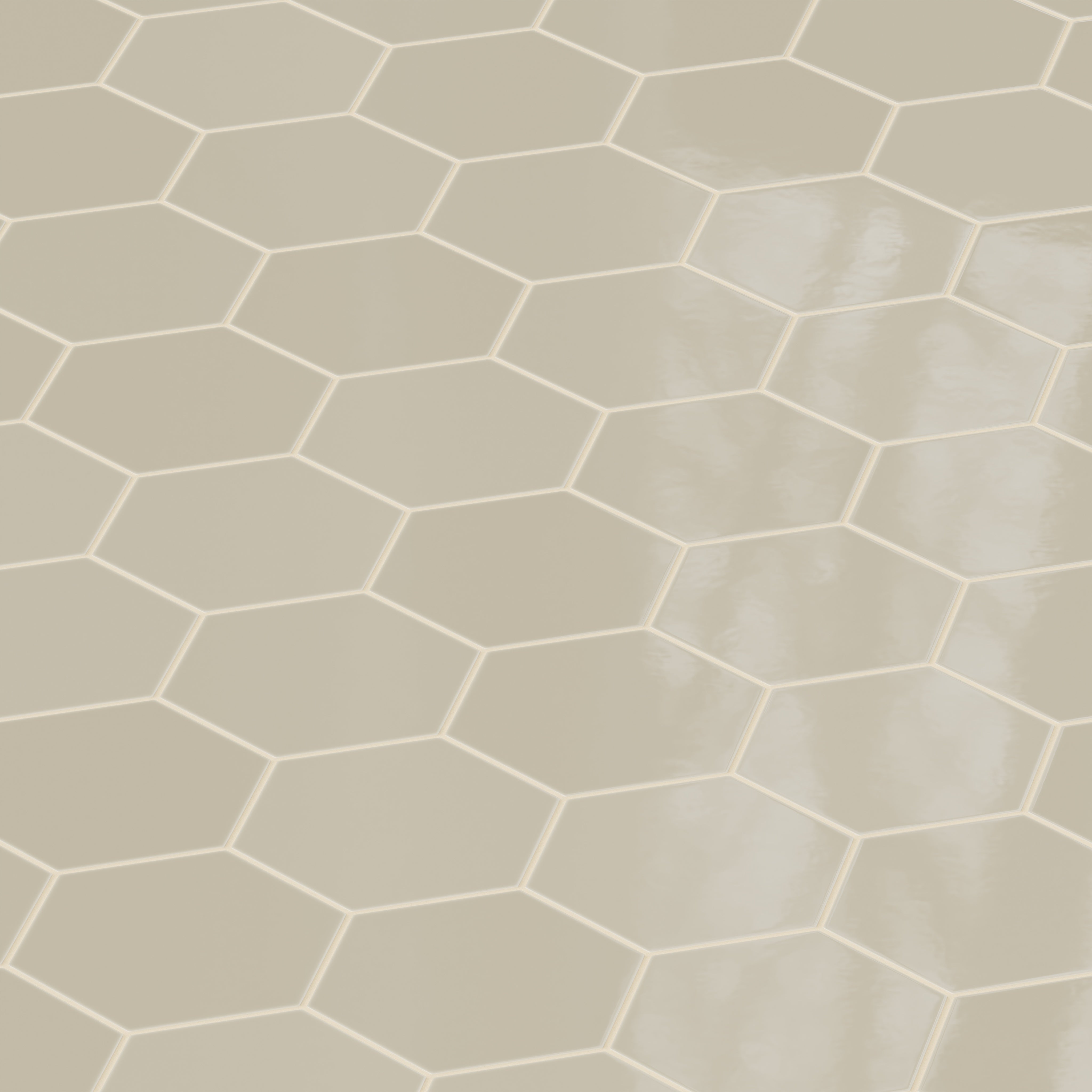 8" Hexagon Natural Press Ceramic Tile in Morel Gloss