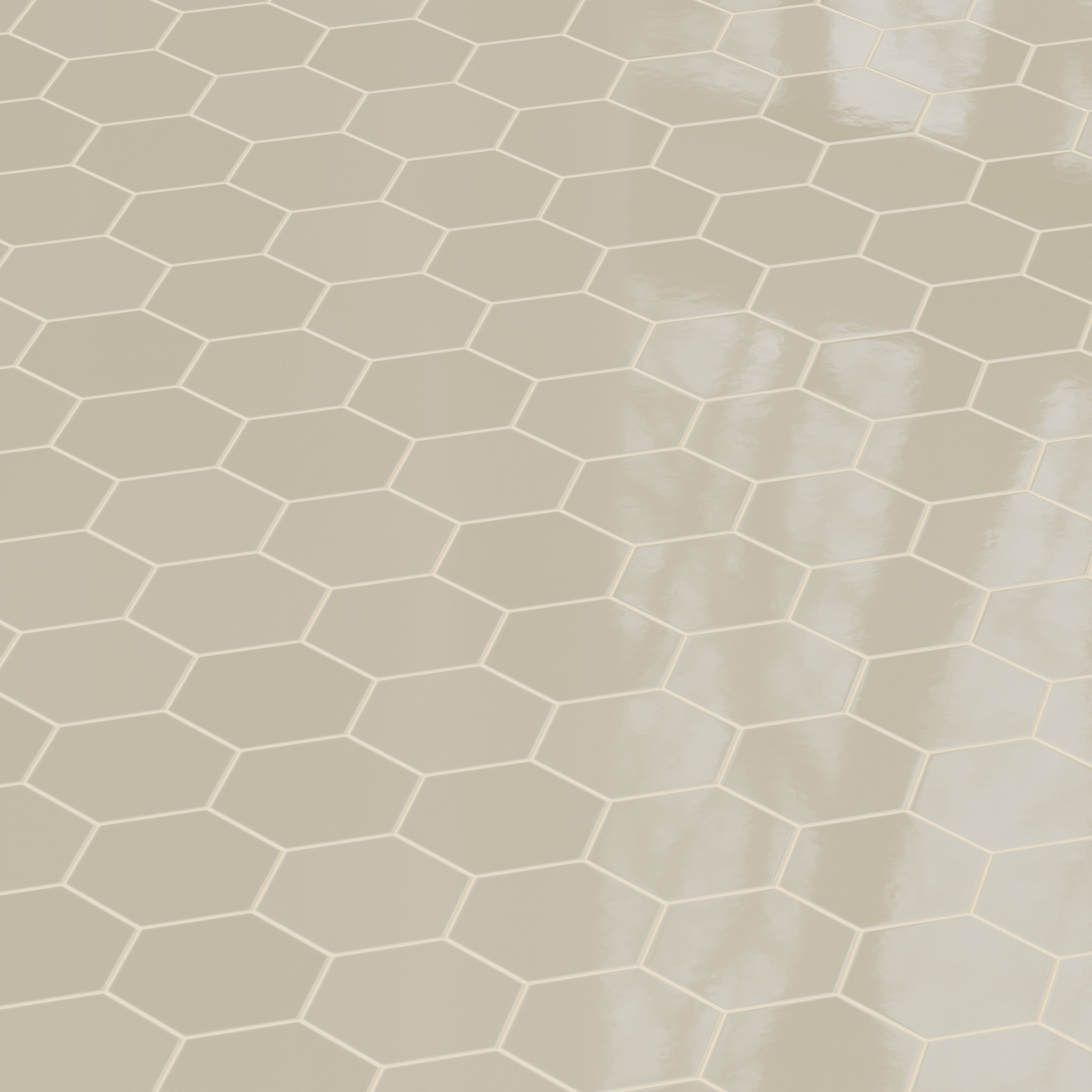8" Hexagon Natural Press Ceramic Tile in Morel Gloss