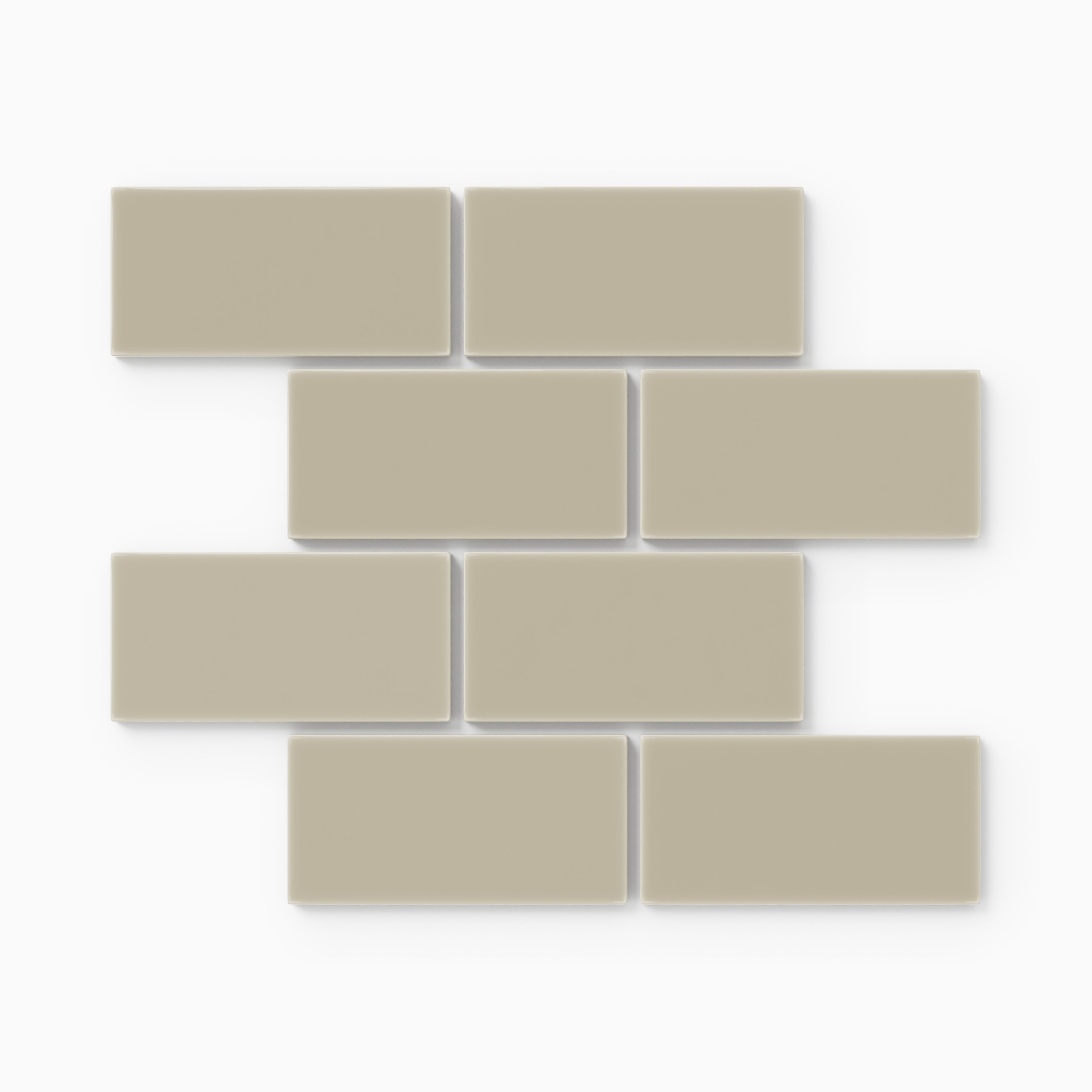 2x4 Half Offset Sheeted Natural Press Ceramic Mosaic Tile in Morel Gloss