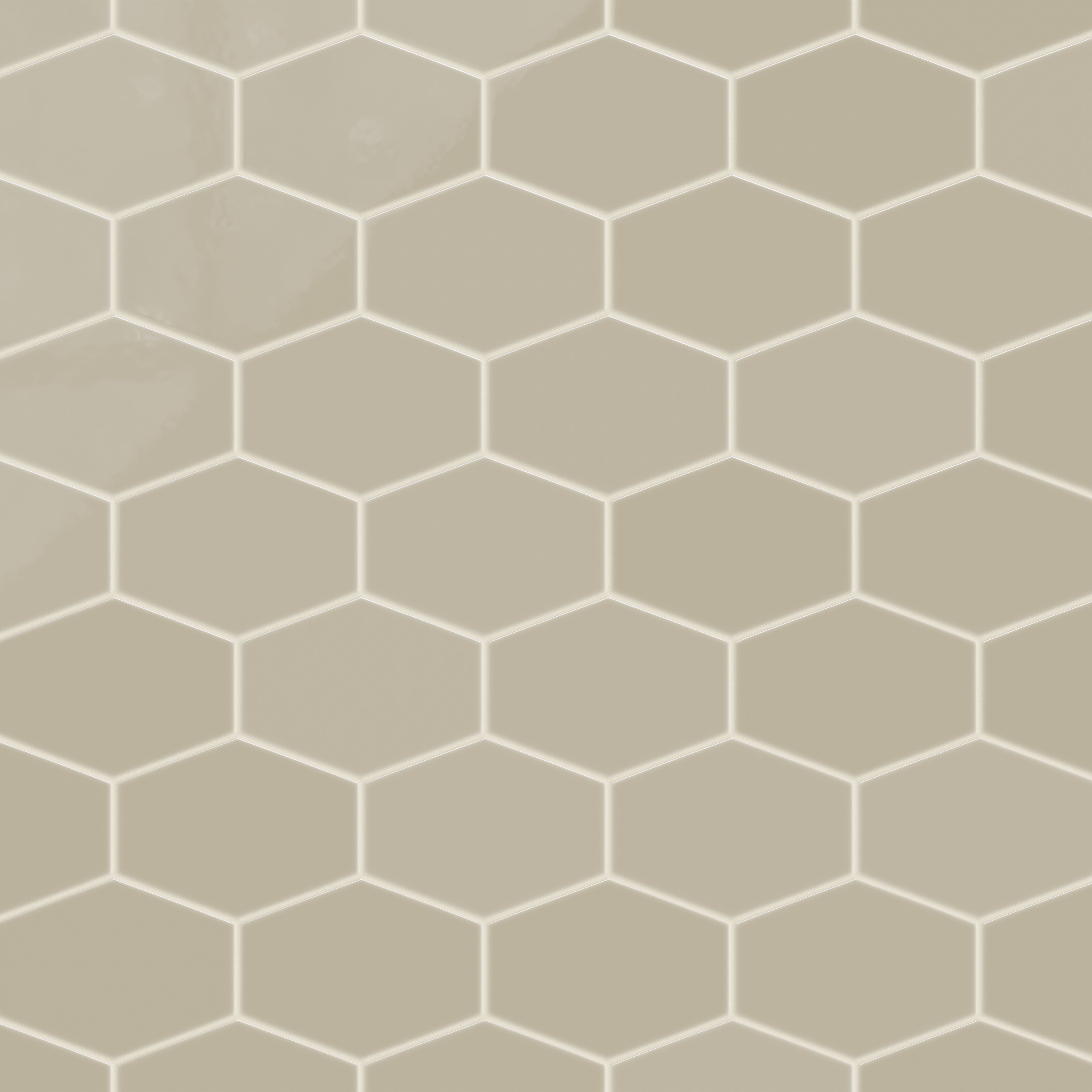 Elongated Hexagon Natural Press Ceramic Tile in Morel Gloss