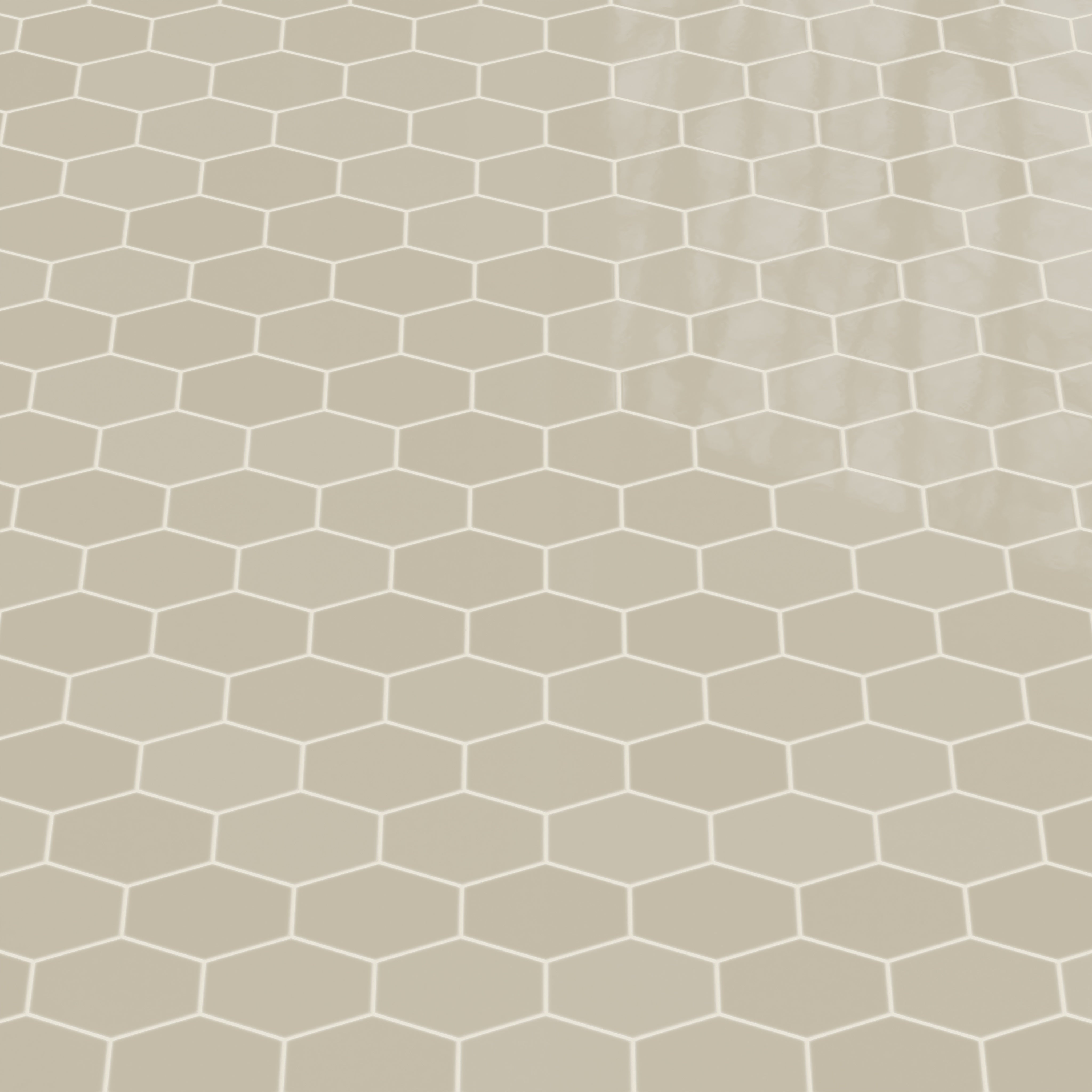Elongated Hexagon Natural Press Ceramic Tile in Morel Gloss