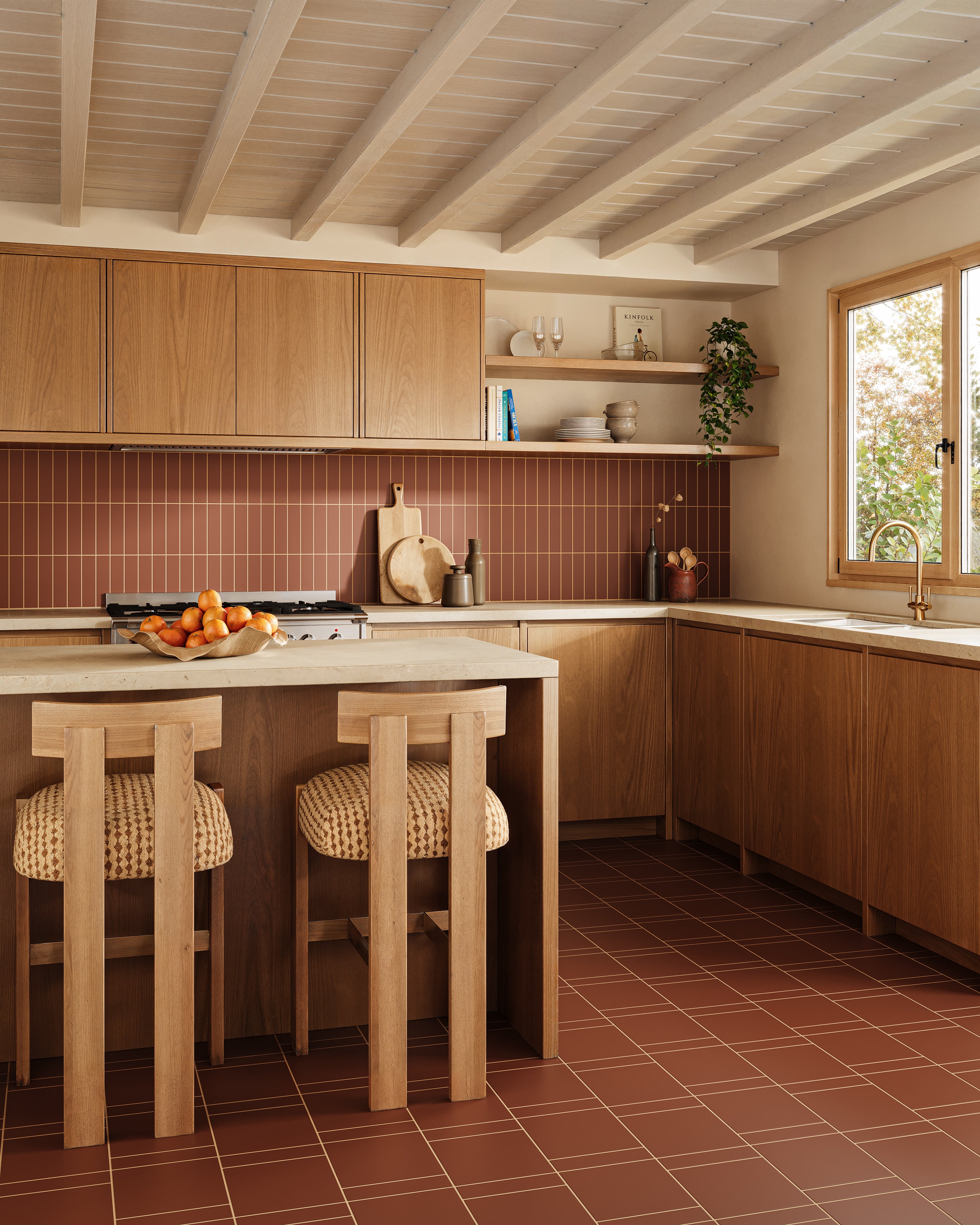 2x8 Natural Press Ceramic Tile in Red Iron Oxide Matte