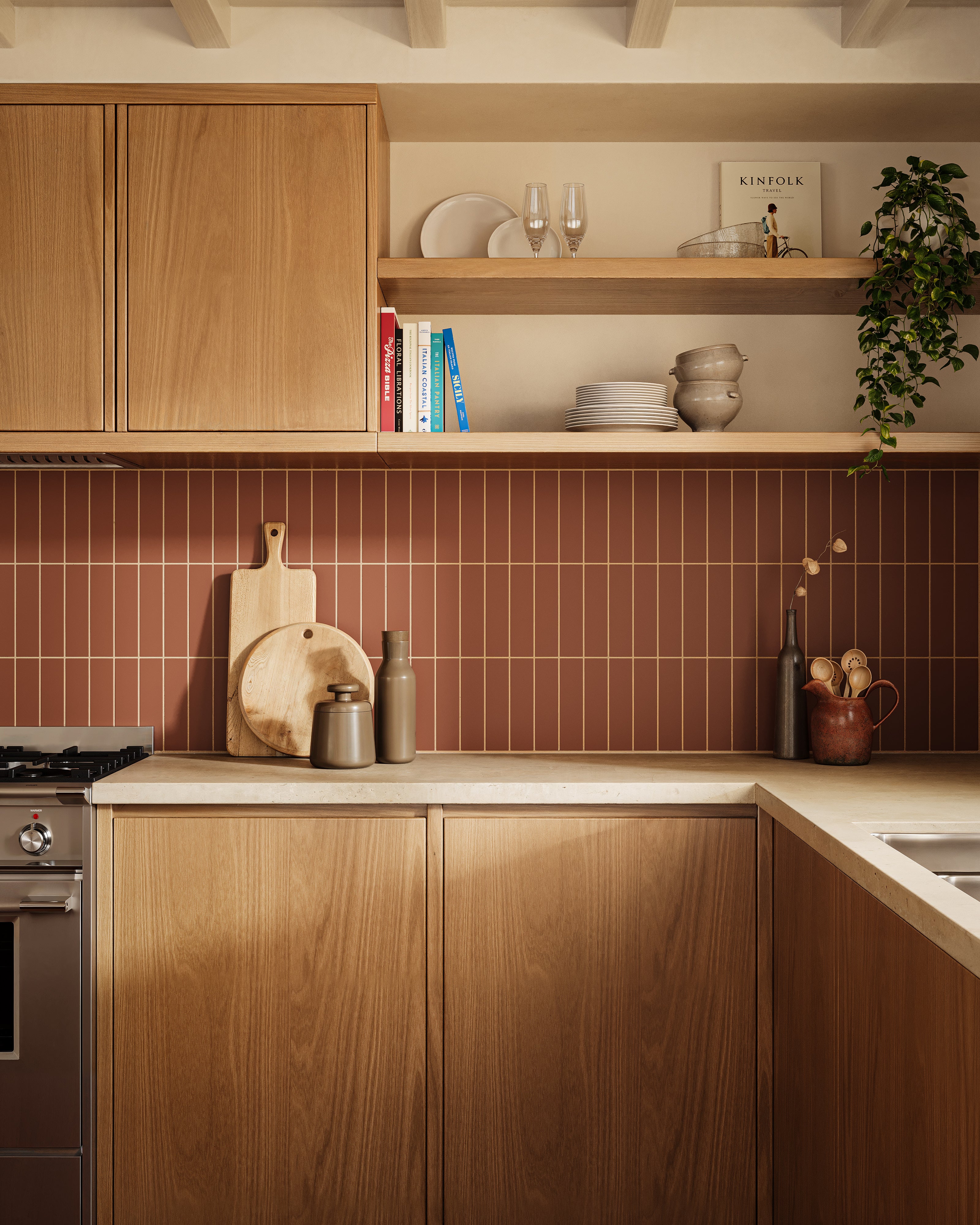Red Iron Oxide 2x8 Matte Natural Press Ceramic Tile - Fireclay Tile