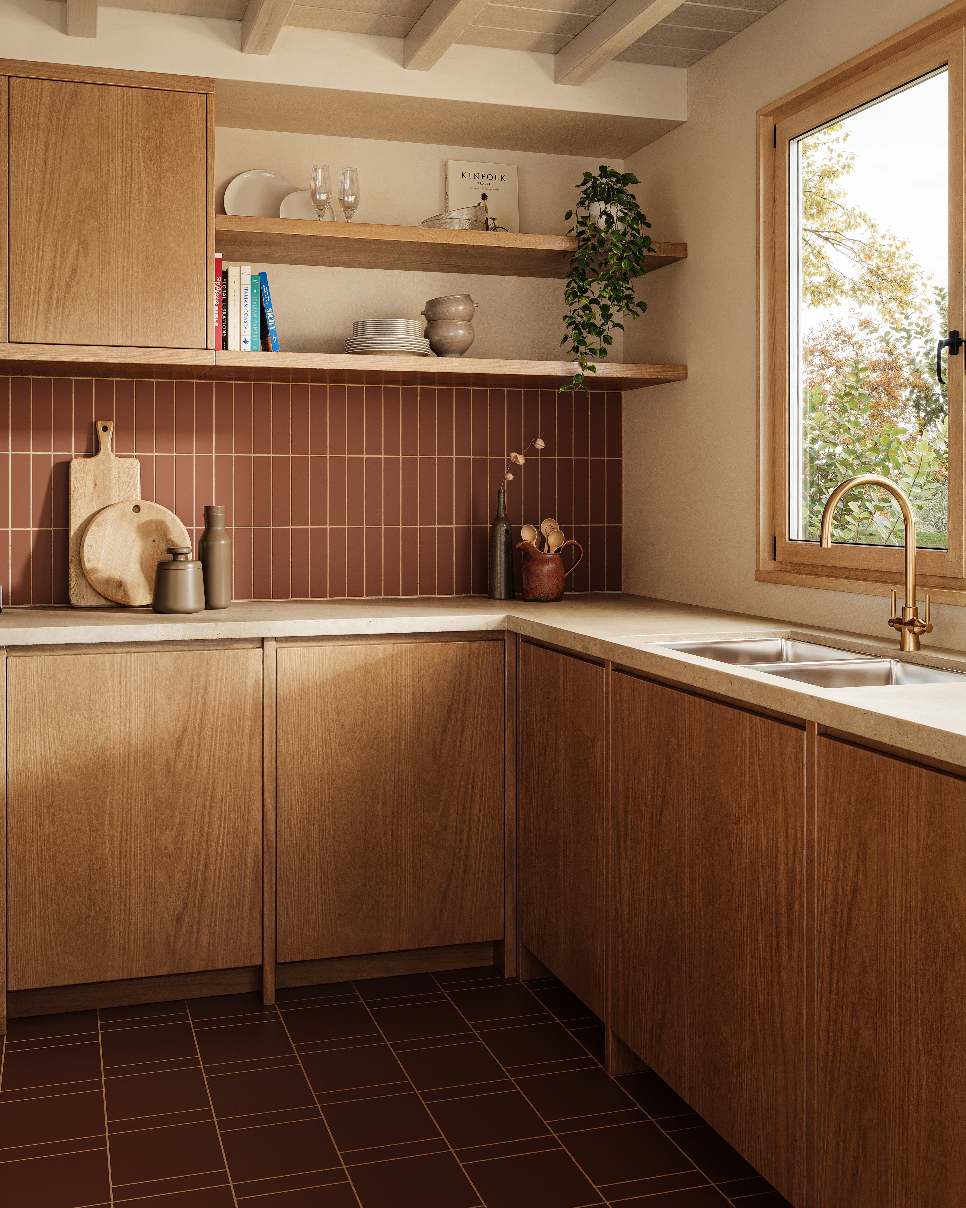 2x8 Natural Press Ceramic Tile in Red Iron Oxide Matte