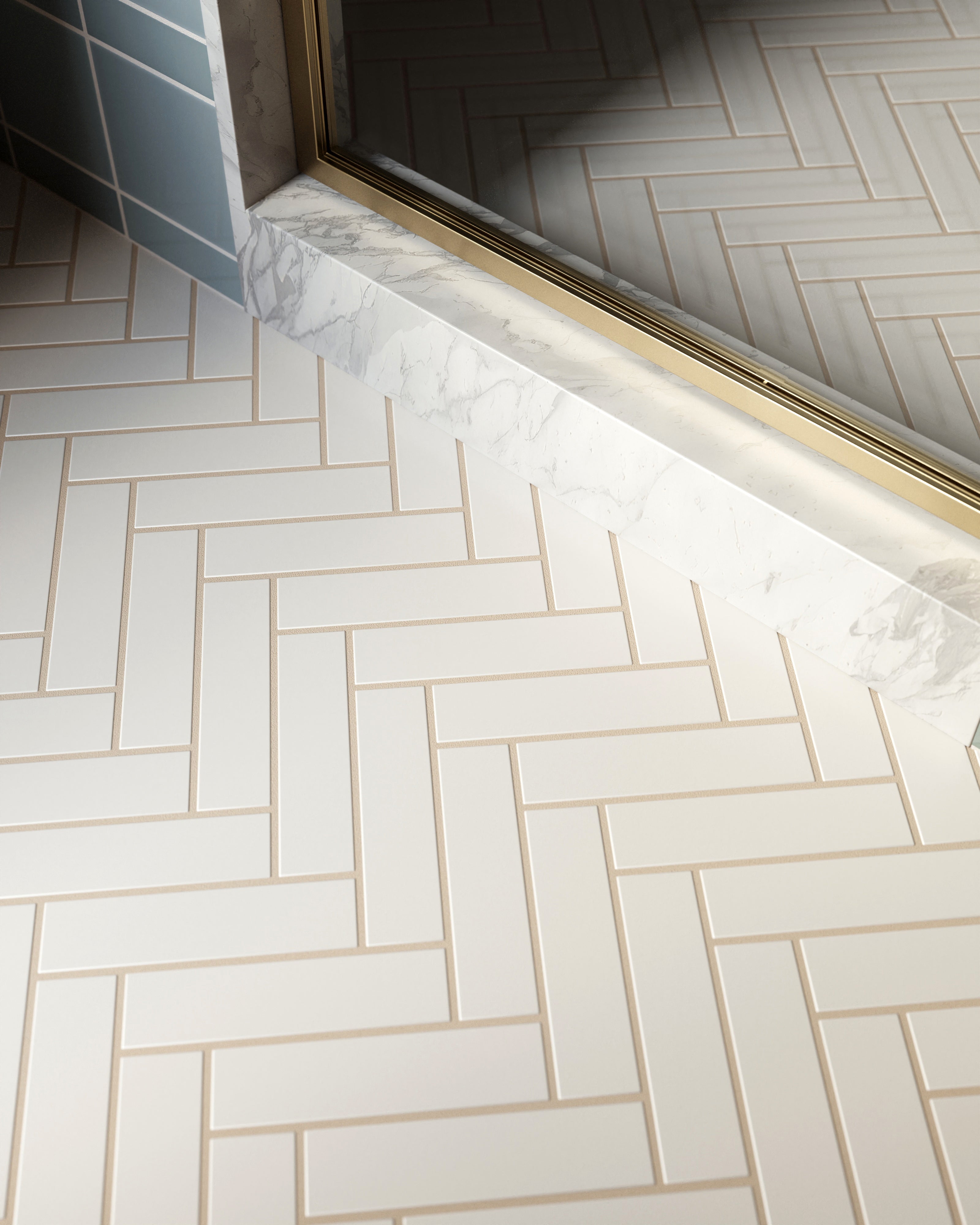 2x8 Natural Press Ceramic Tile in Pearl Matte