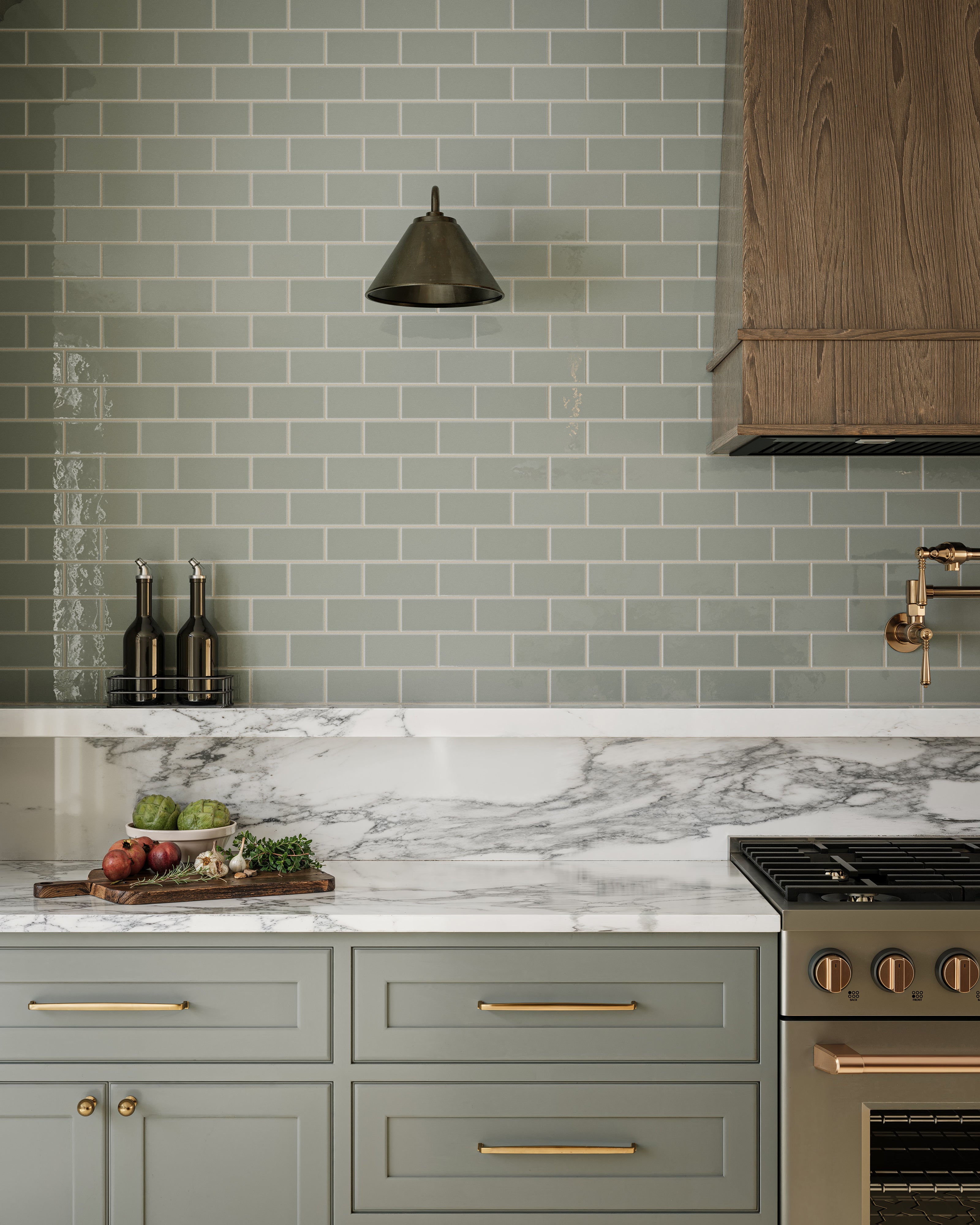 3x6 Natural Press Ceramic Tile in Fern Gloss