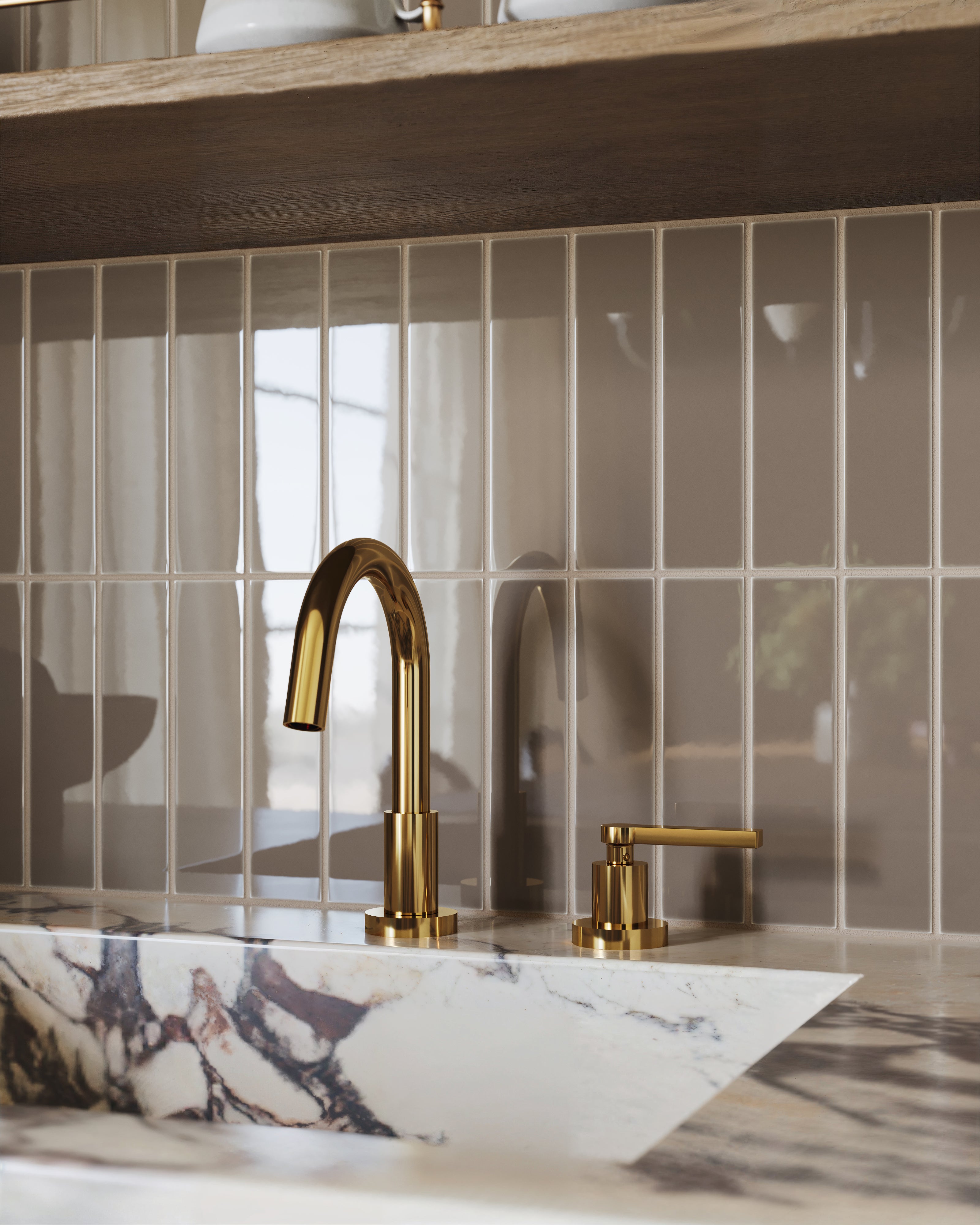 2x8 Natural Press Tile in Otter Gloss