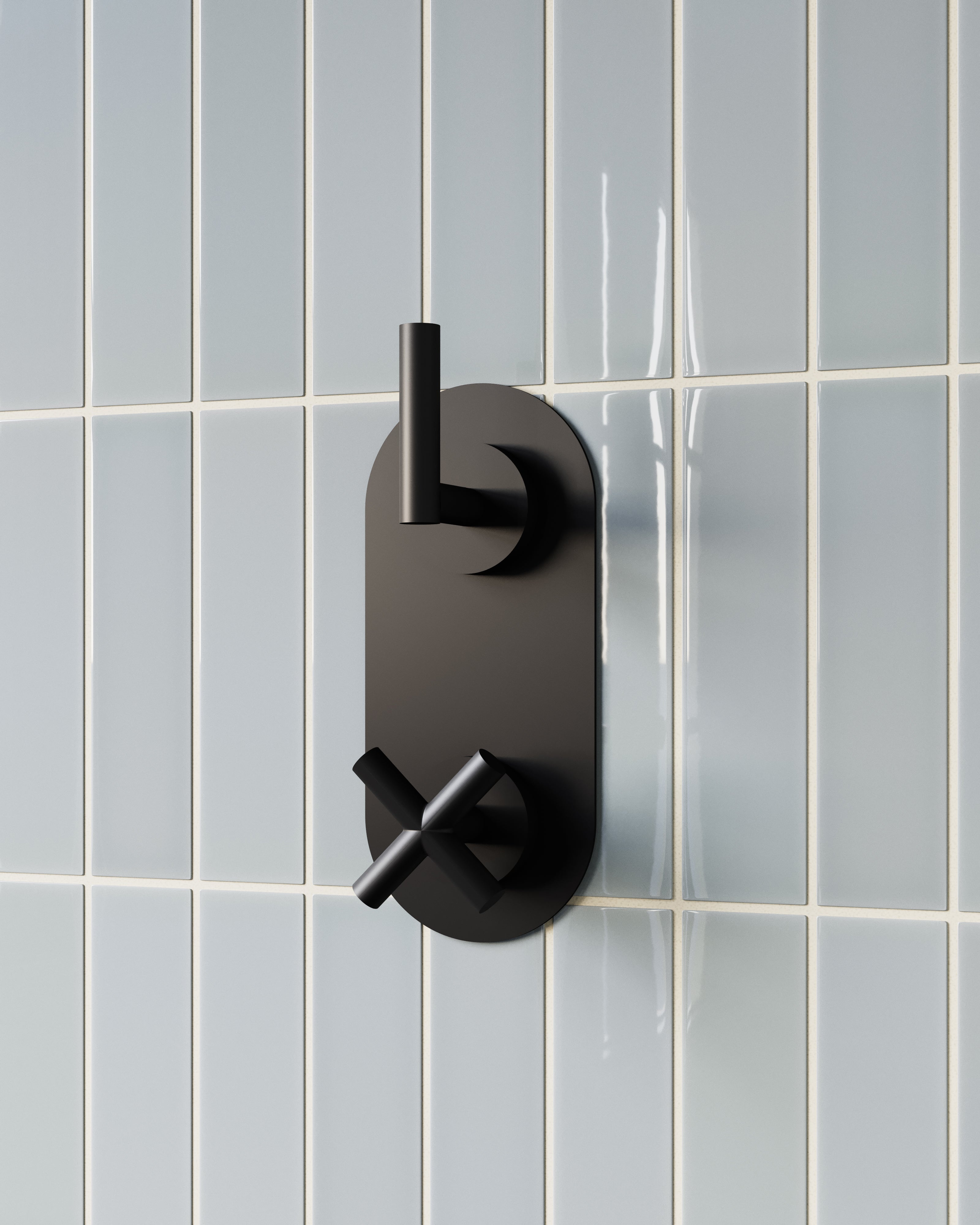 Contour Two Handle Wall Mount Shower Trim with Soft Cross/Soft Lever Handles in Oil Rubbed Bronze