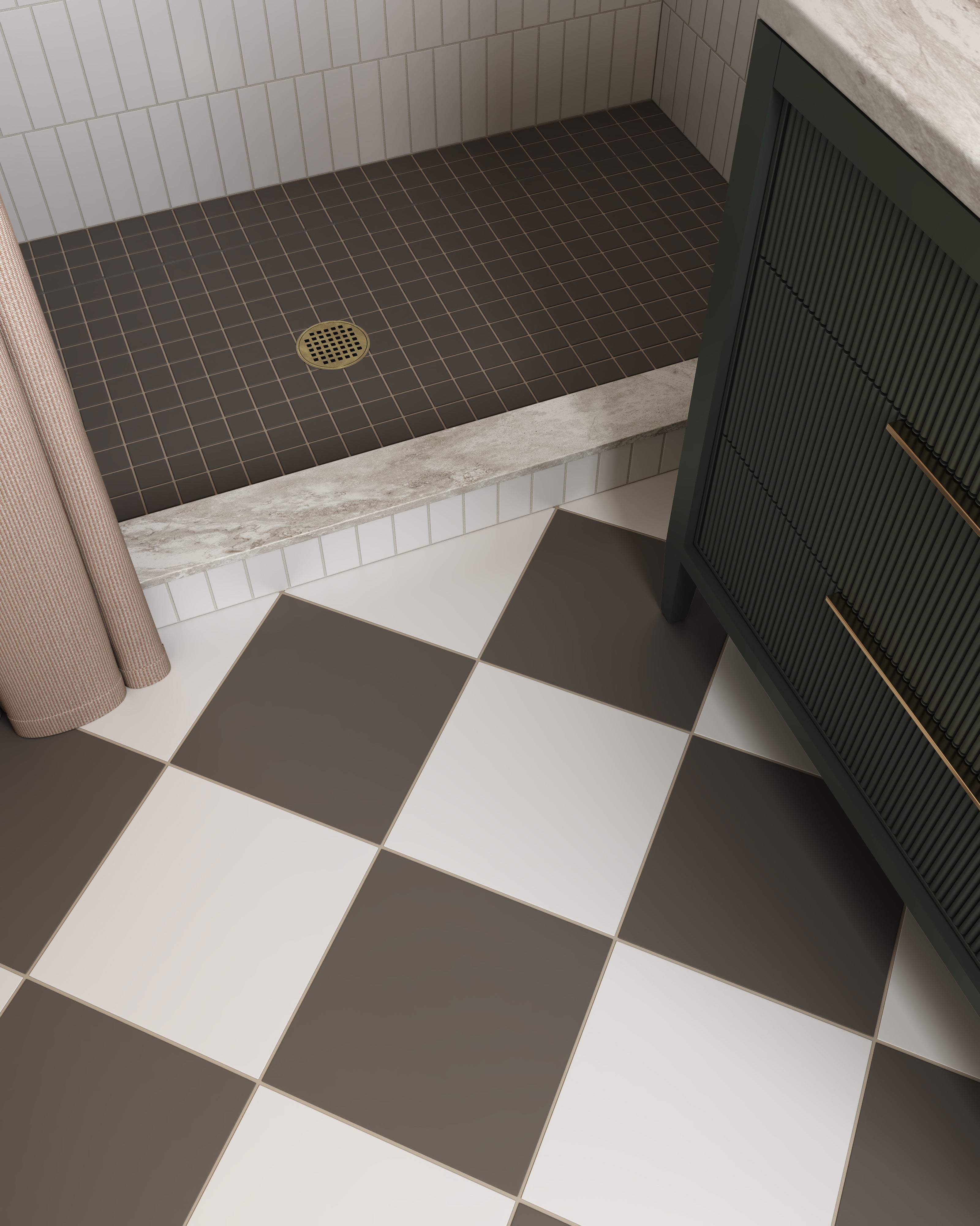 2x2 Straight Set Sheeted Natural Press Ceramic Mosaic Tile in Timberline Matte