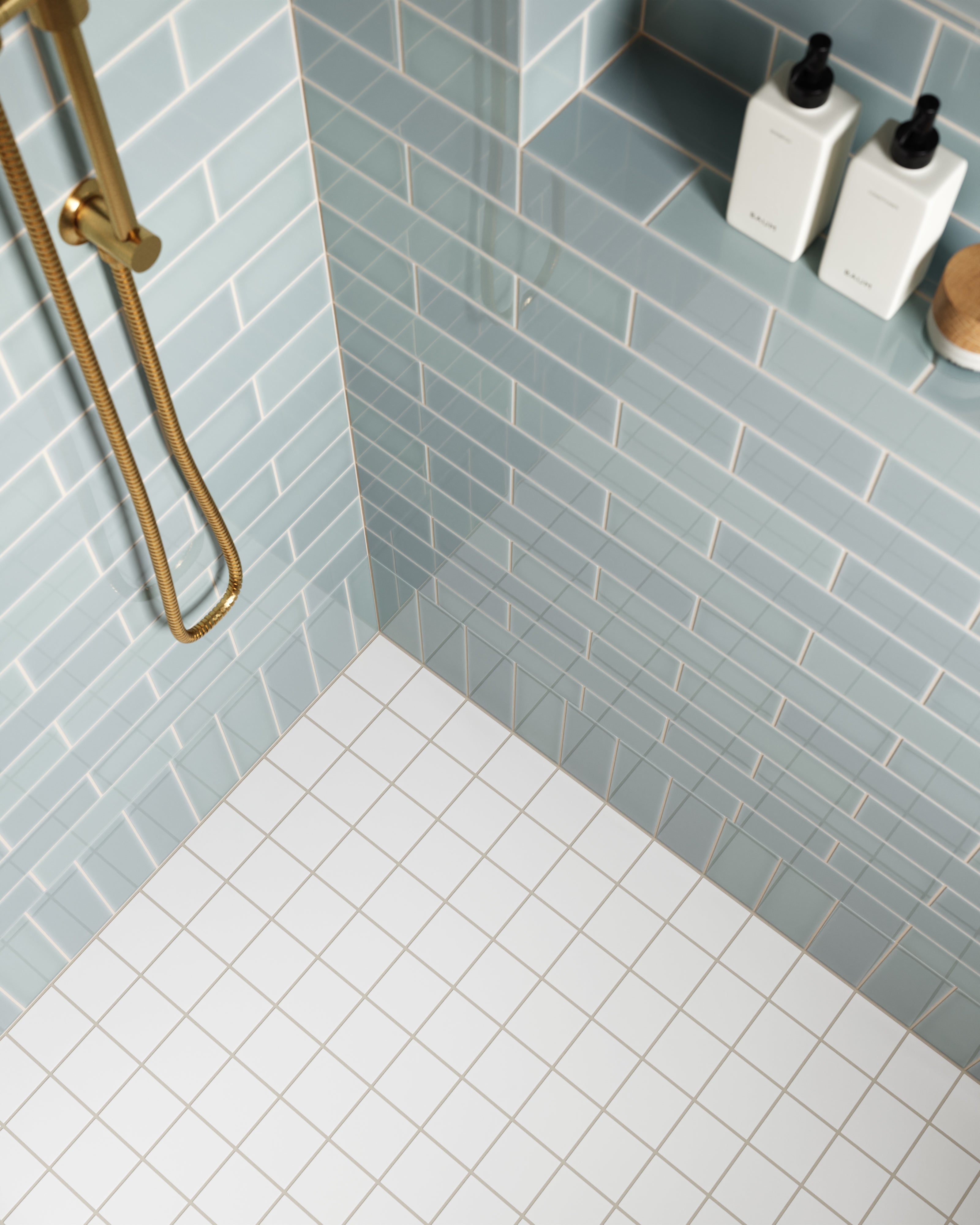 3x3 Straight Set Sheeted Natural Press Ceramic Mosaic Tile in Salt Creek Matte