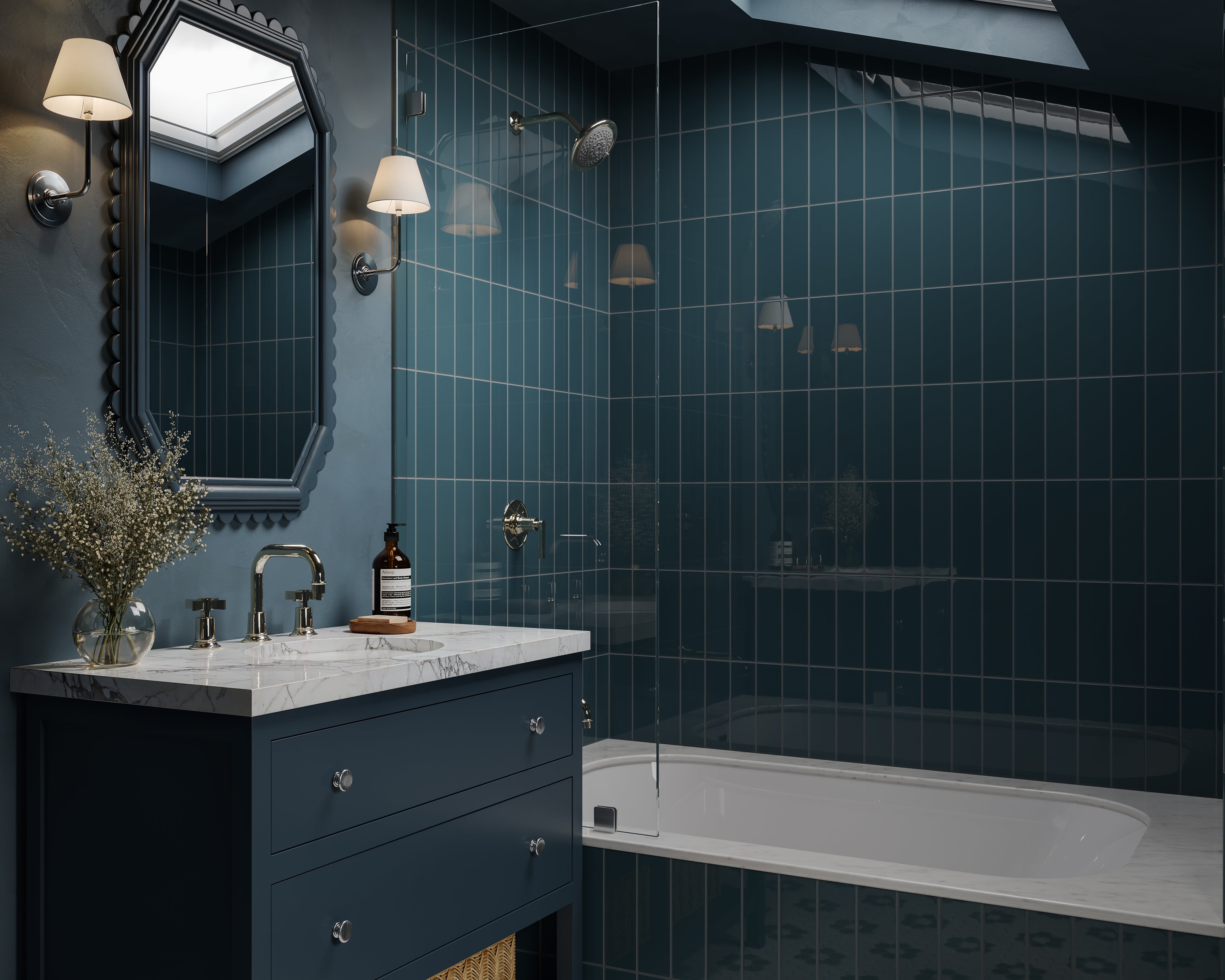 3x9 Natural Press Ceramic Tile in King Tide Gloss