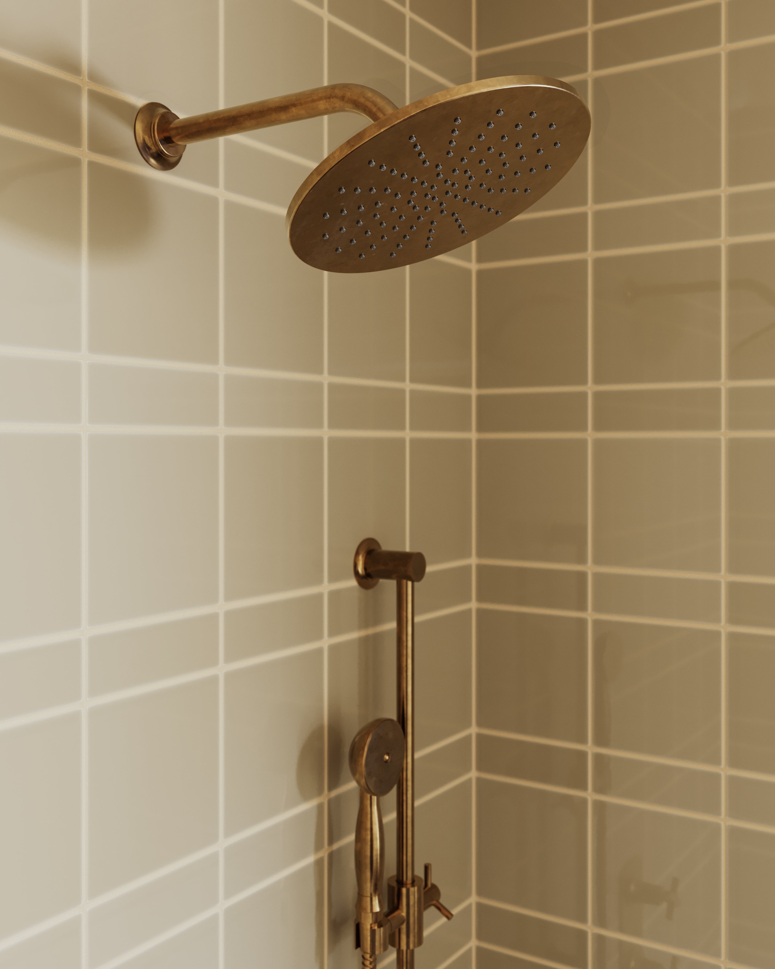 Emerson 45-Degree 12" Shower Arm with Flange in Uncoated Polished Brass