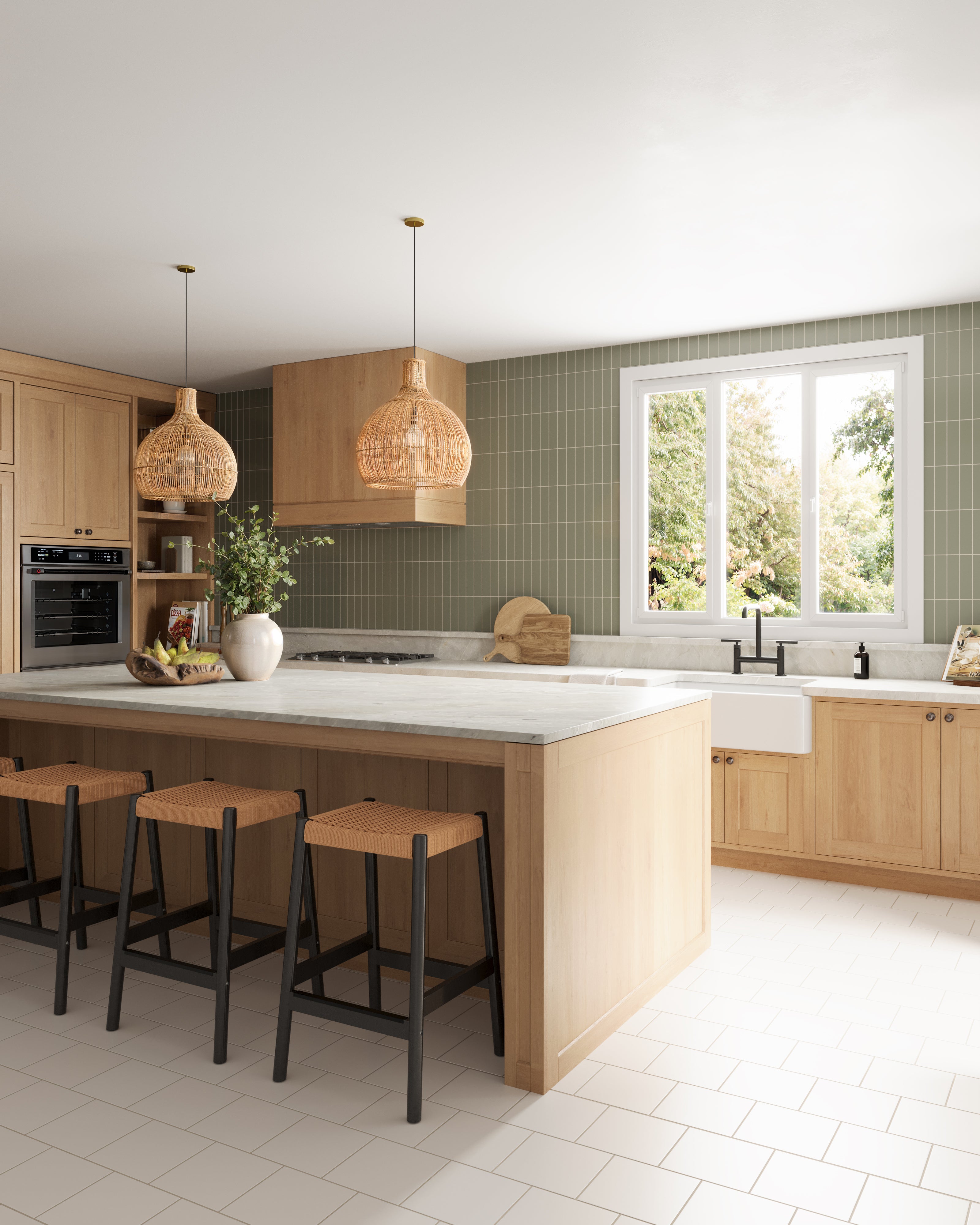 2x8 Natural Press Ceramic Tile in Terre Verte Gloss