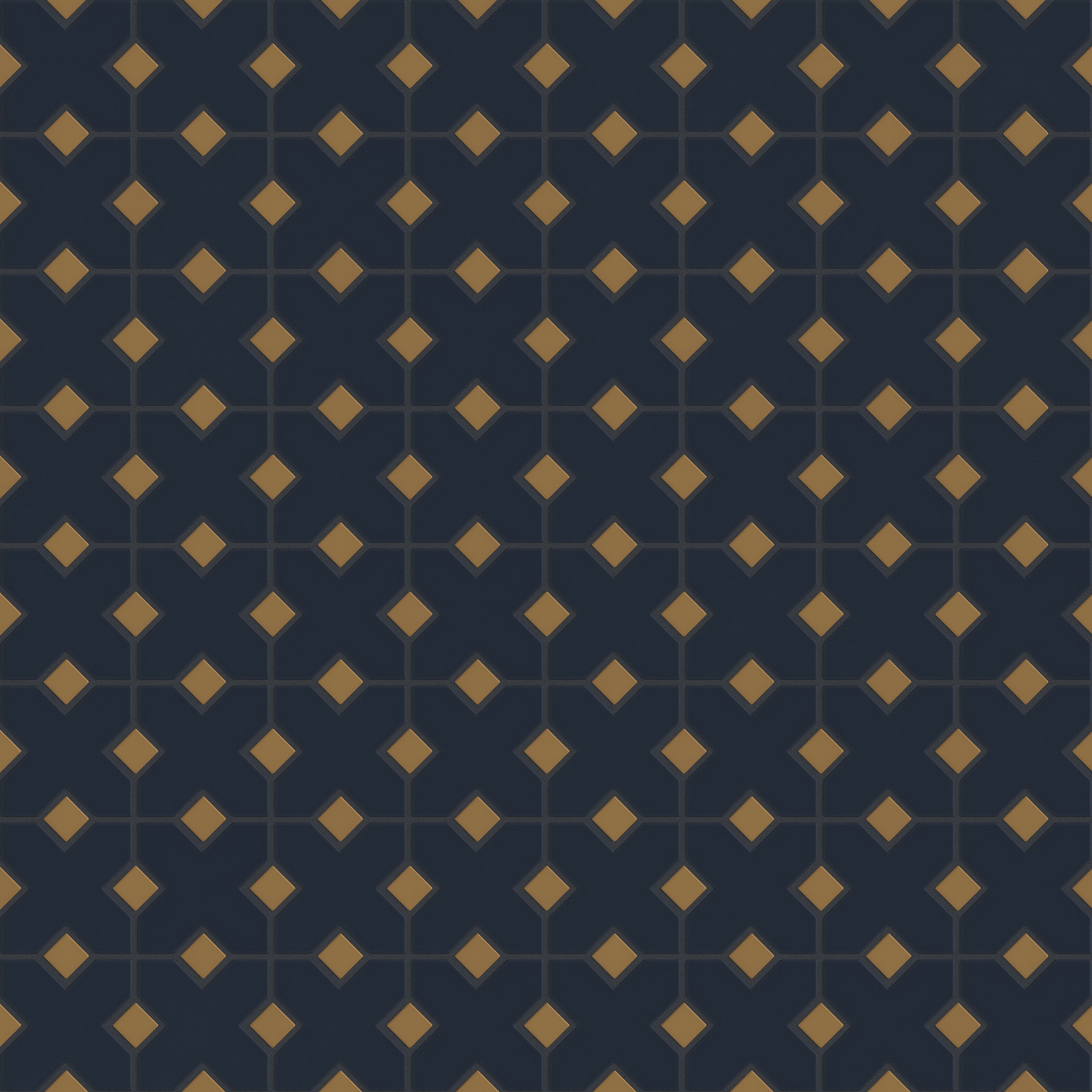 Hacienda Sheeted Original Ceramic Tile in Navy Blue Matte & Chaparral Matte