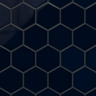 6" Hexagon Original Ceramic Tile in Navy Blue Gloss