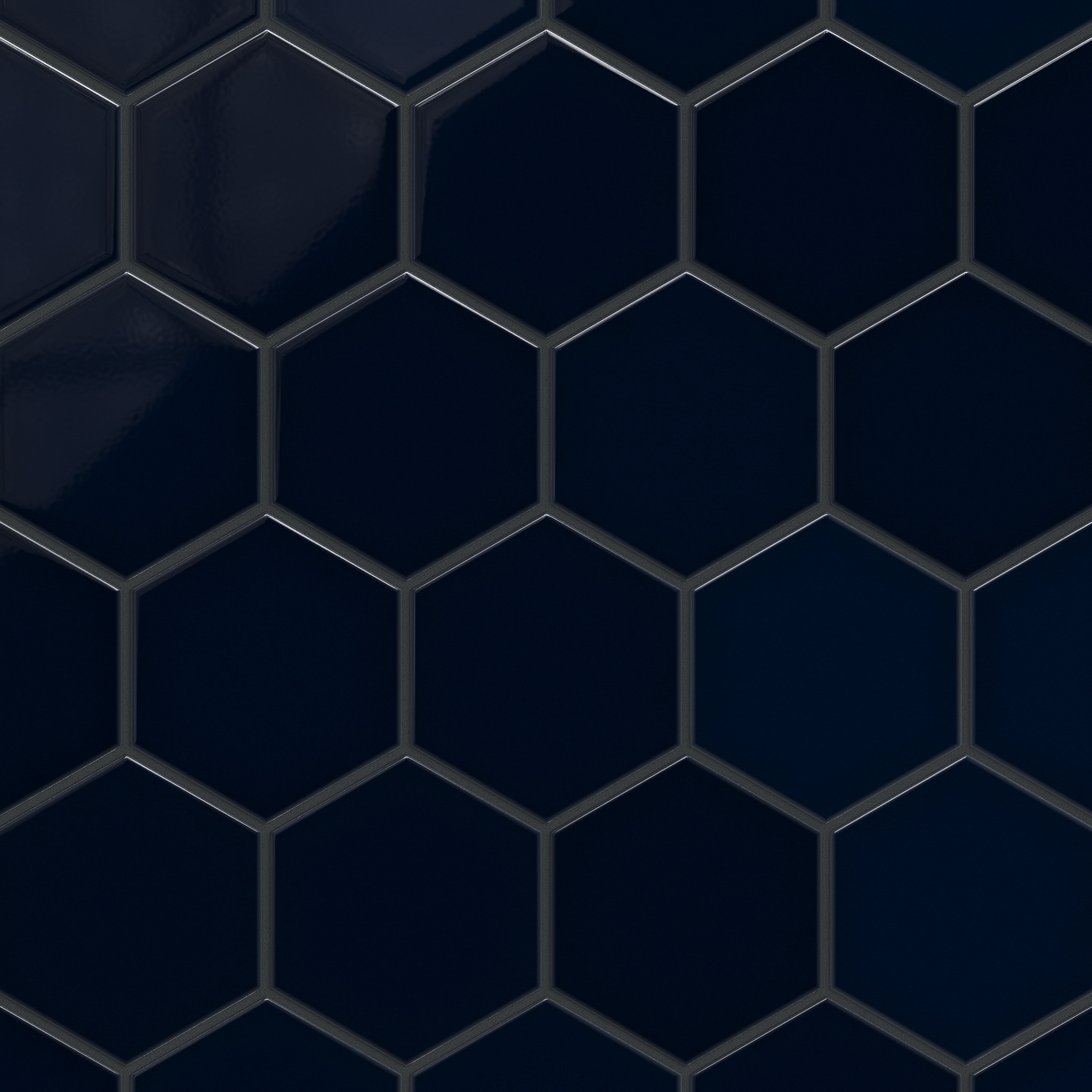 6" Hexagon Original Ceramic Tile in Navy Blue Gloss