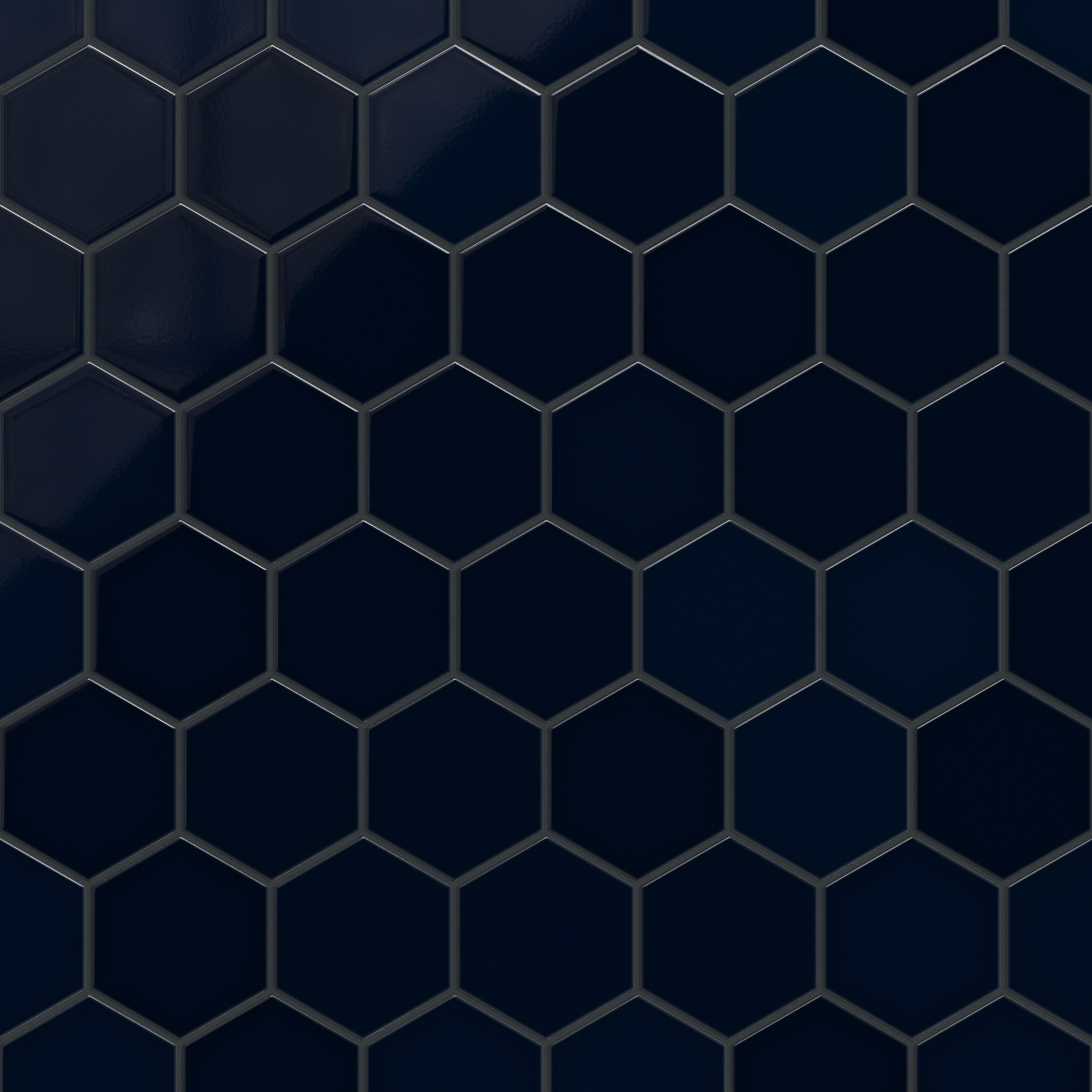 6" Hexagon Original Ceramic Tile in Navy Blue Gloss