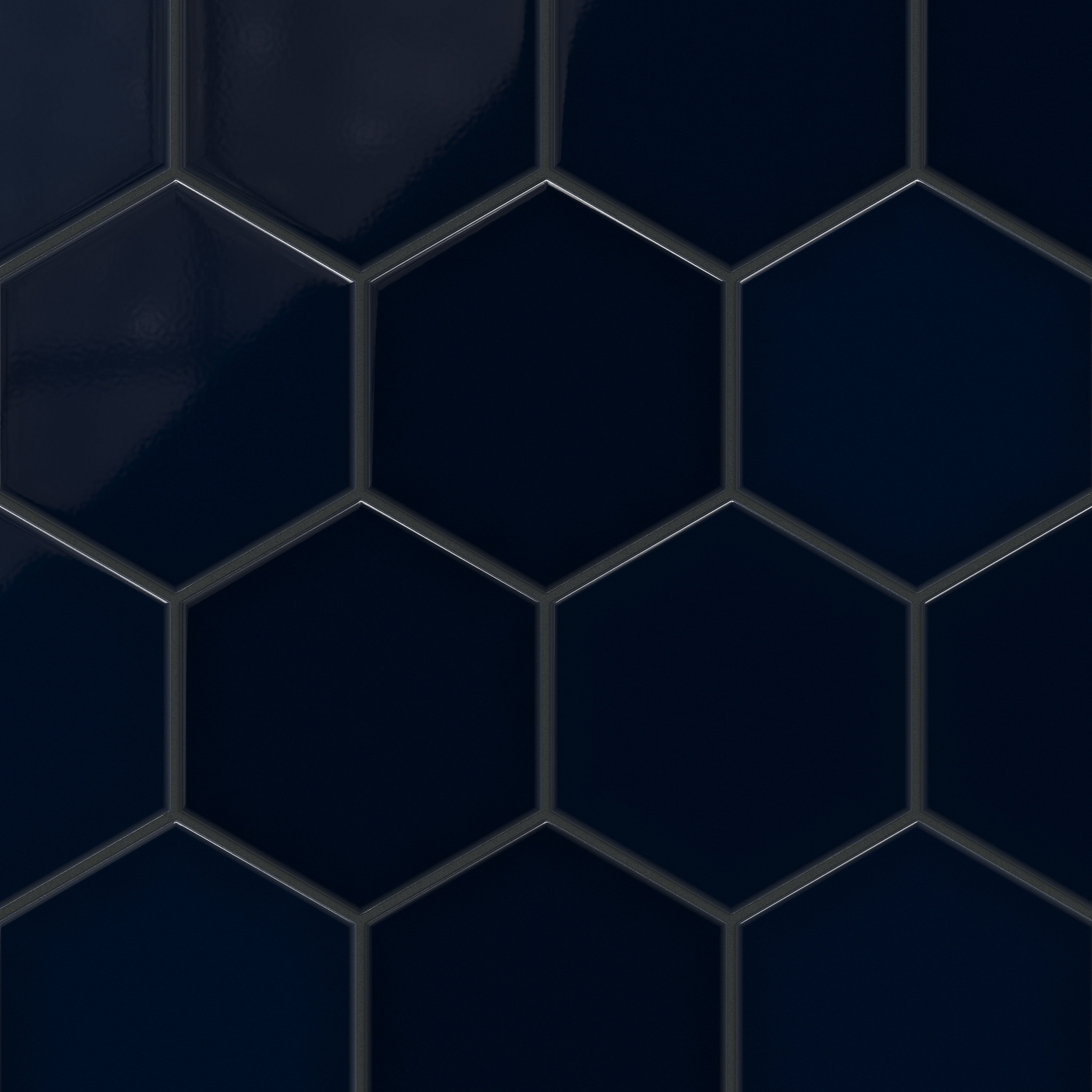 8" Hexagon Original Ceramic Tile in Navy Blue Gloss