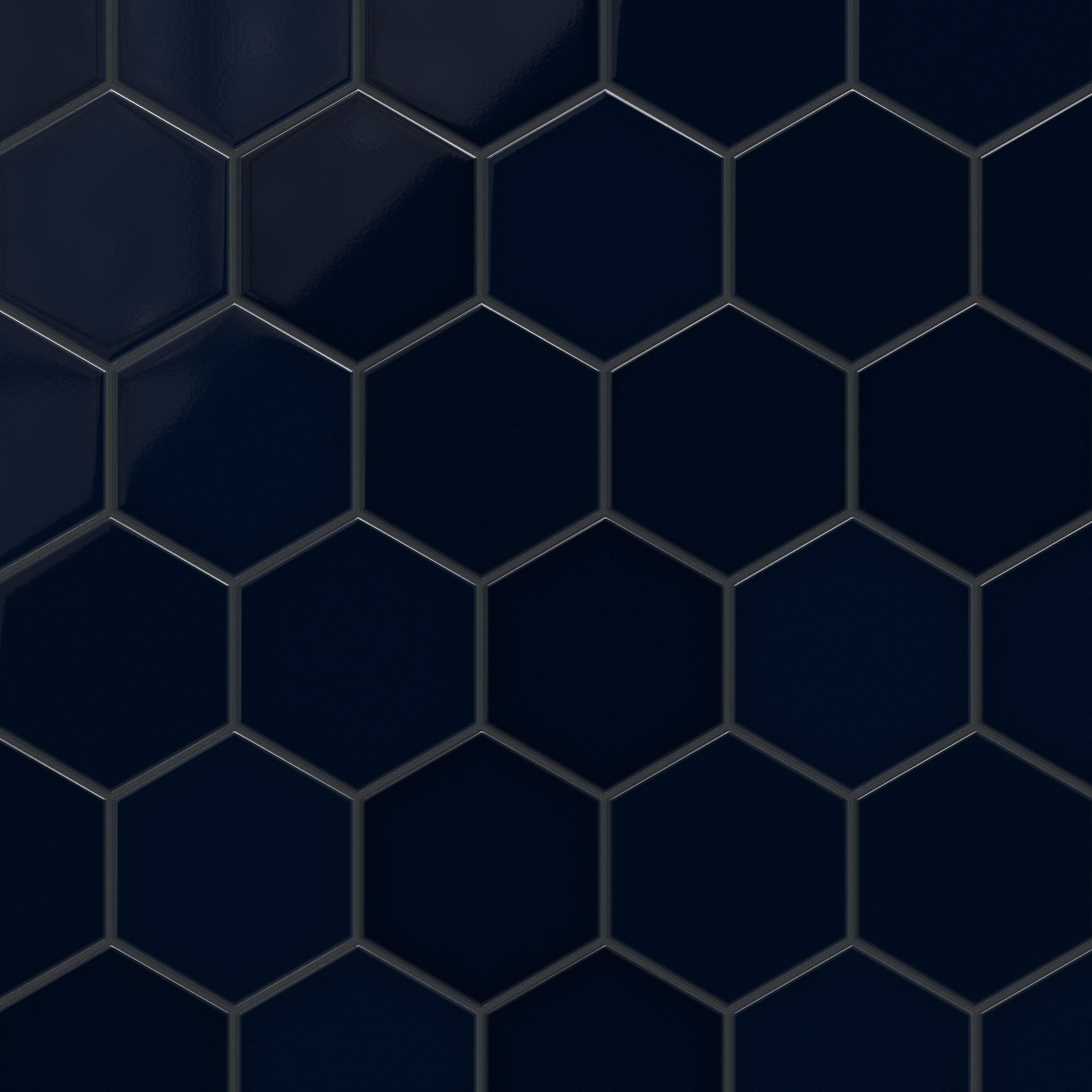8" Hexagon Original Ceramic Tile in Navy Blue Gloss