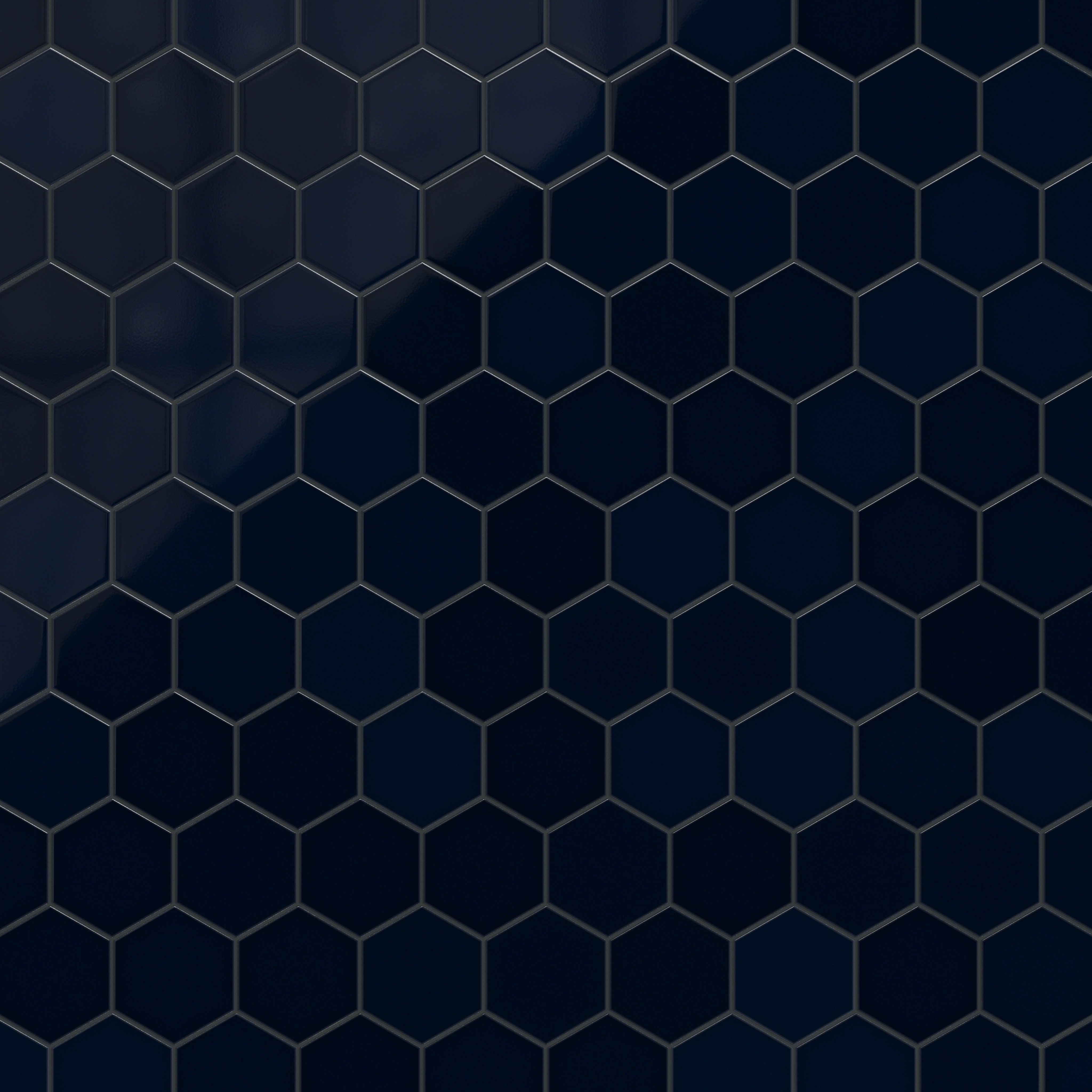 8" Hexagon Original Ceramic Tile in Navy Blue Gloss