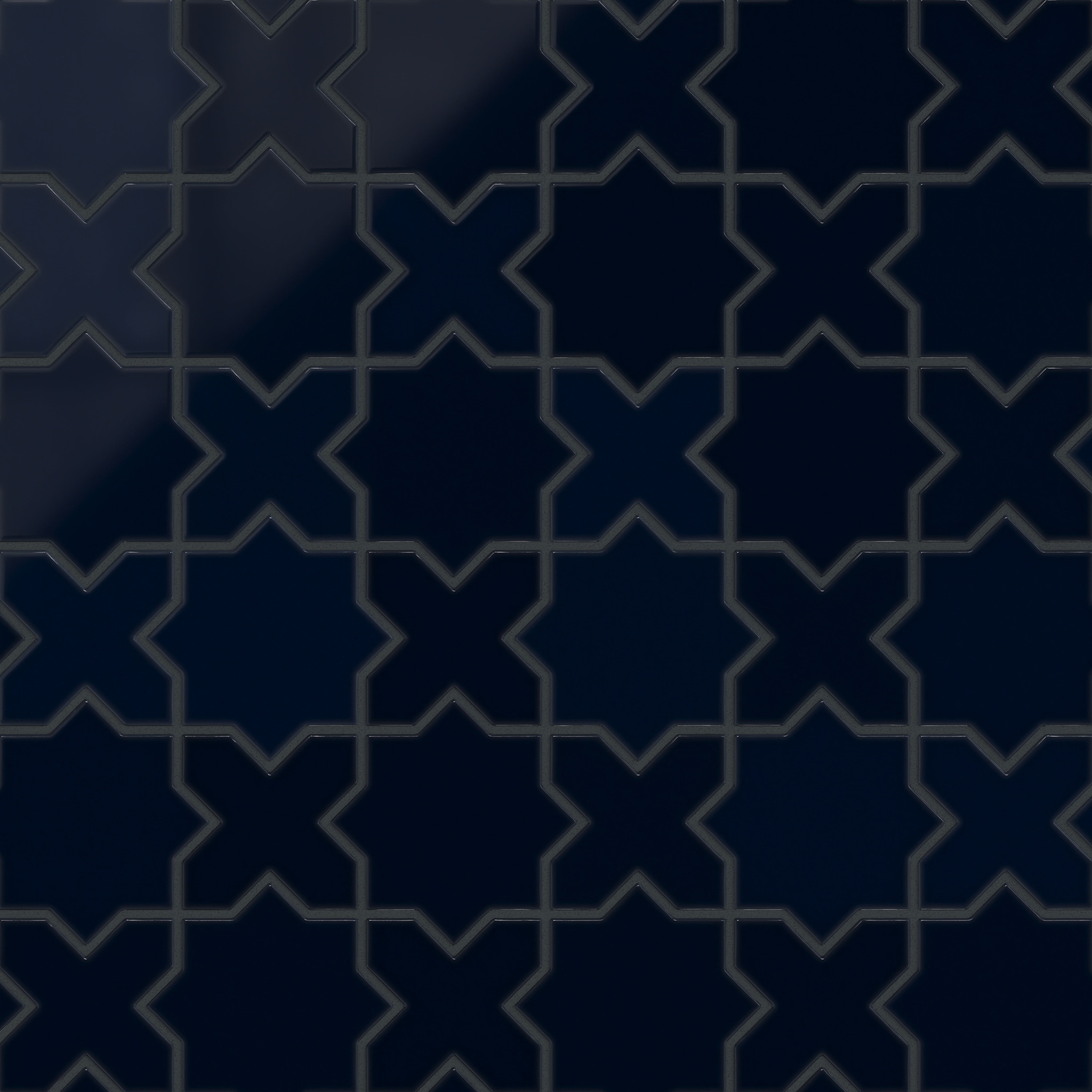 Mini Star & Cross Original Ceramic Tile in Navy Blue Gloss