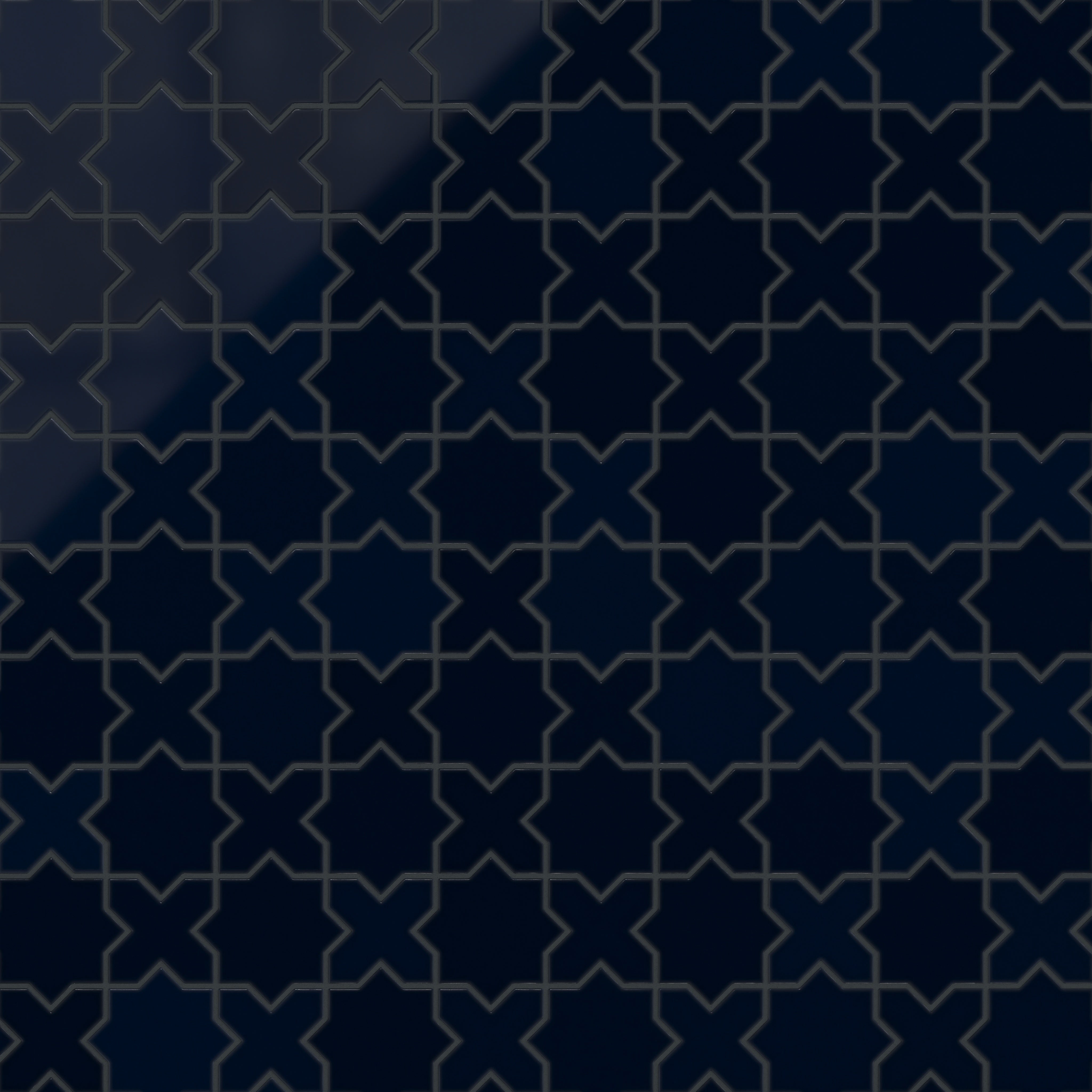 Mini Star & Cross Original Ceramic Tile in Navy Blue Gloss