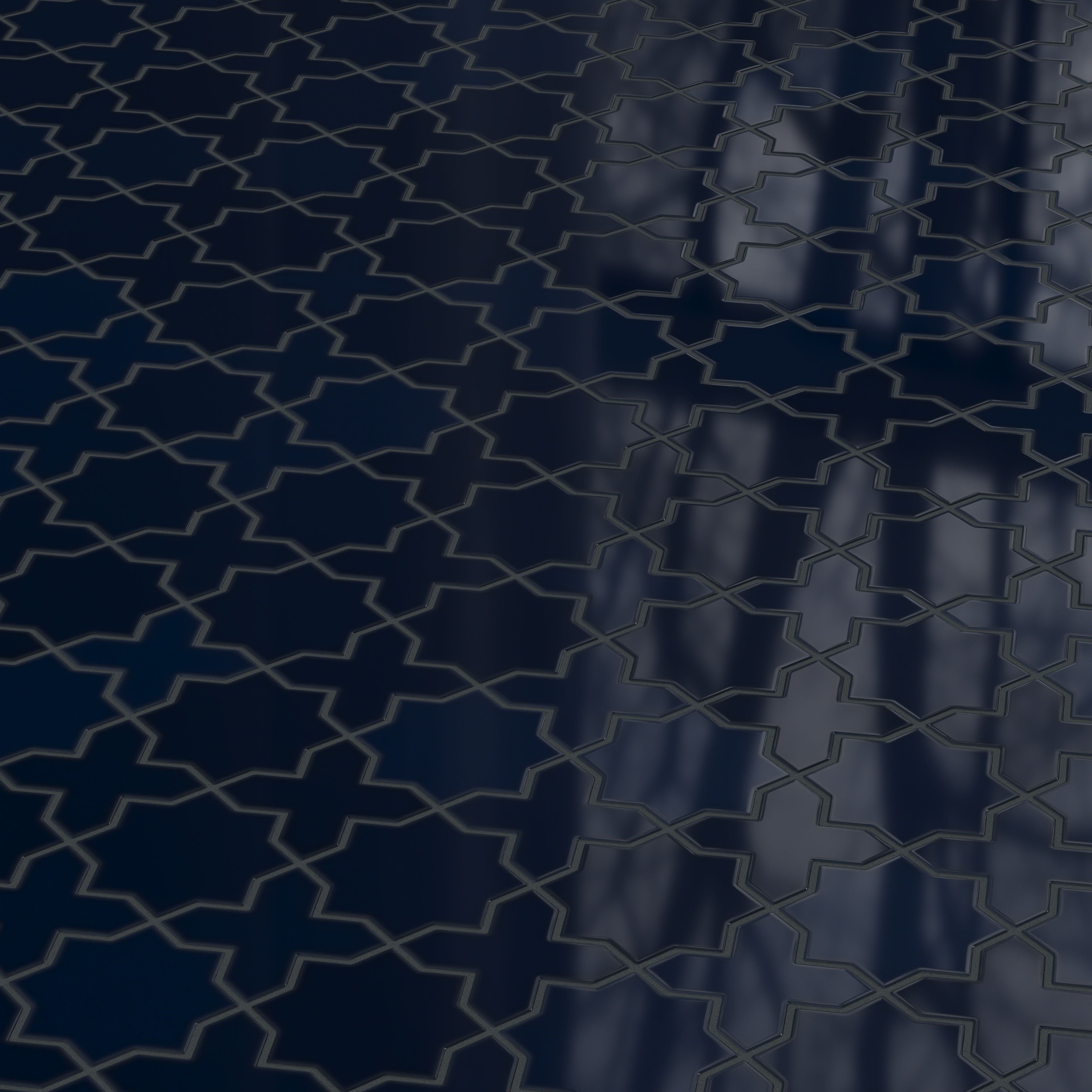 Mini Star & Cross Original Ceramic Tile in Navy Blue Gloss